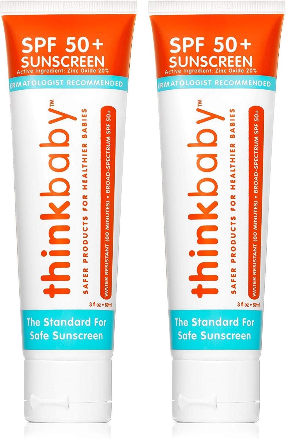 Thinkbaby – SPF 50+ Braod Spectrum Organic Sunscreen – 3 oz – 2 pack