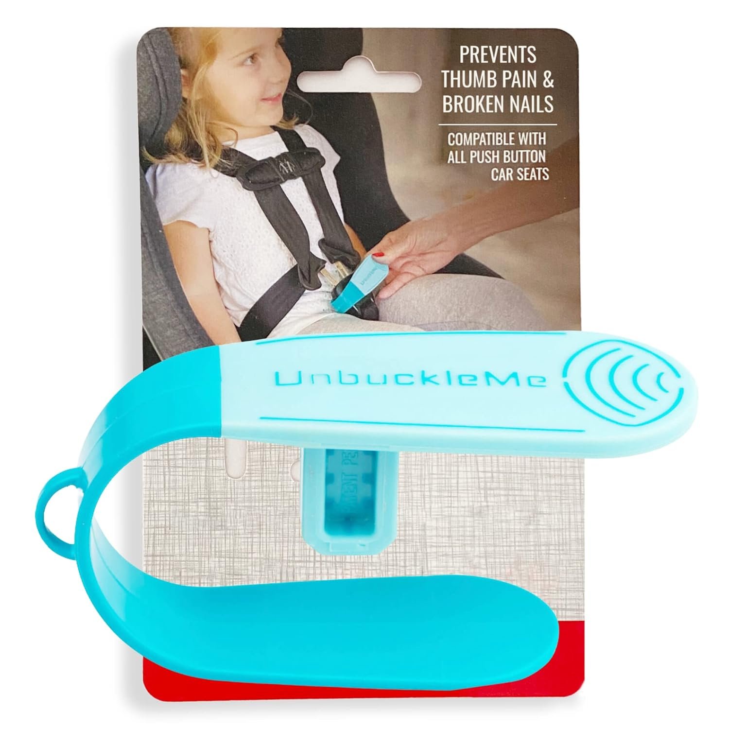 UnbuckleMe Car Seat Buckle Release Tool – Easy Opener Aid for Arthritis, Long Nails, Older Kids – Button Pusher for Infant, Toddler, Convertible 5 pt Harness car Seats – As Seen on Shark Tank (Aqua)