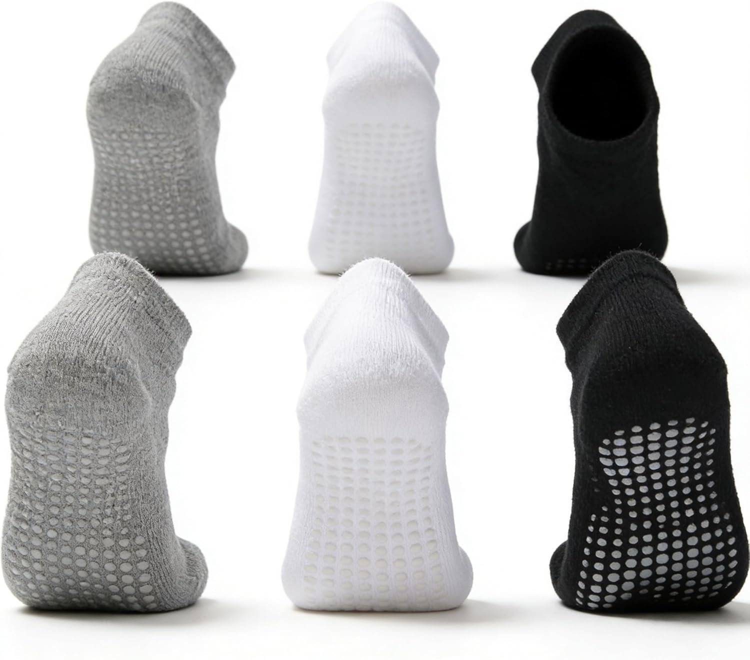 Eohak 6 Pairs Baby Non Slip Grip Ankle Socks Grip Crew Socks with Anti Skid Soles for Infants Toddlers Kids Boys Girls