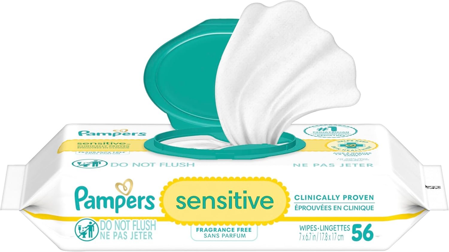 Pampers Sensitive Baby Wipes – Fragrance Free 56 Count, 1X