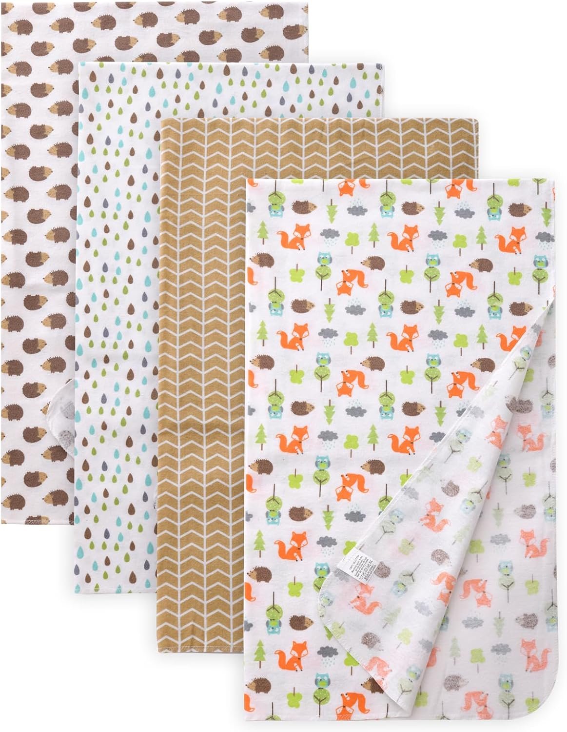 Gina Era Cotton Flannel Receiving Blankets Baby 4 Pcs, Baby Swaddle Blankets, Baby Flannel Blanket 30 X 40 Inch for Boy Girl (Style-9)
