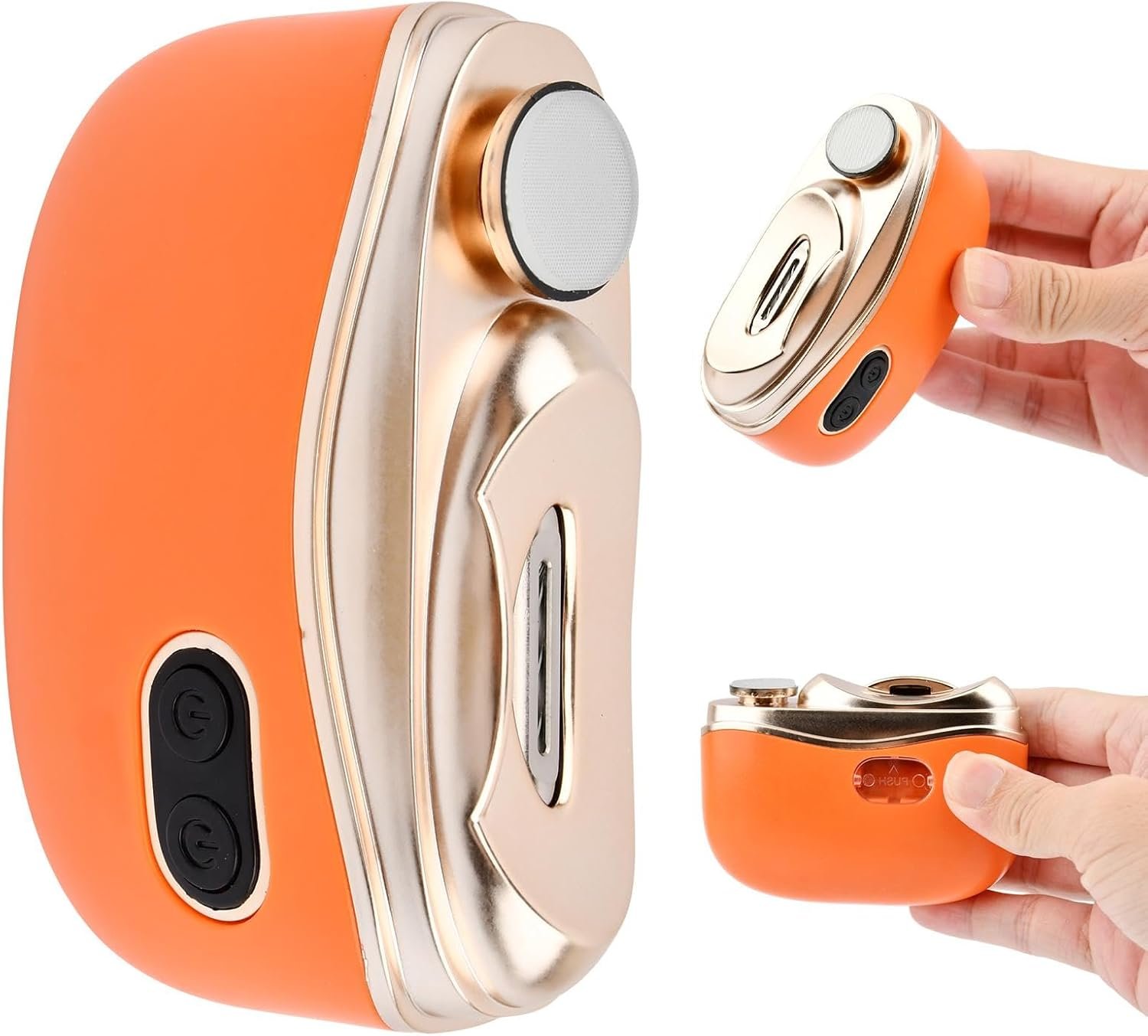 Electric Nail Clipper, 2 in 1 Automatic Nail Trimmer & Polisher, USB Rechargeable Fingernail Trimmer, Clip Storage, 2-Speed, Safe for Baby, Adults, Seniors(Color:Orange)