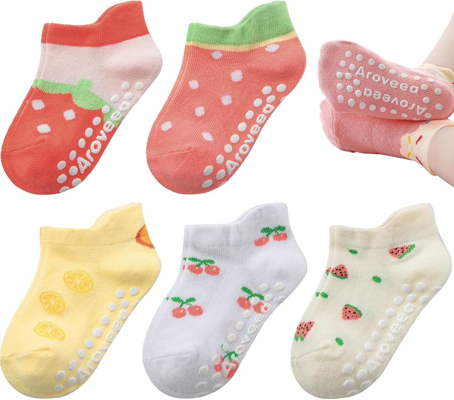 Baby Toddler Non-slip Socks Boys Girls Cotton Socks with Grips Multiple Pack Cute Ankle Cartoon Sock 6M-7Years