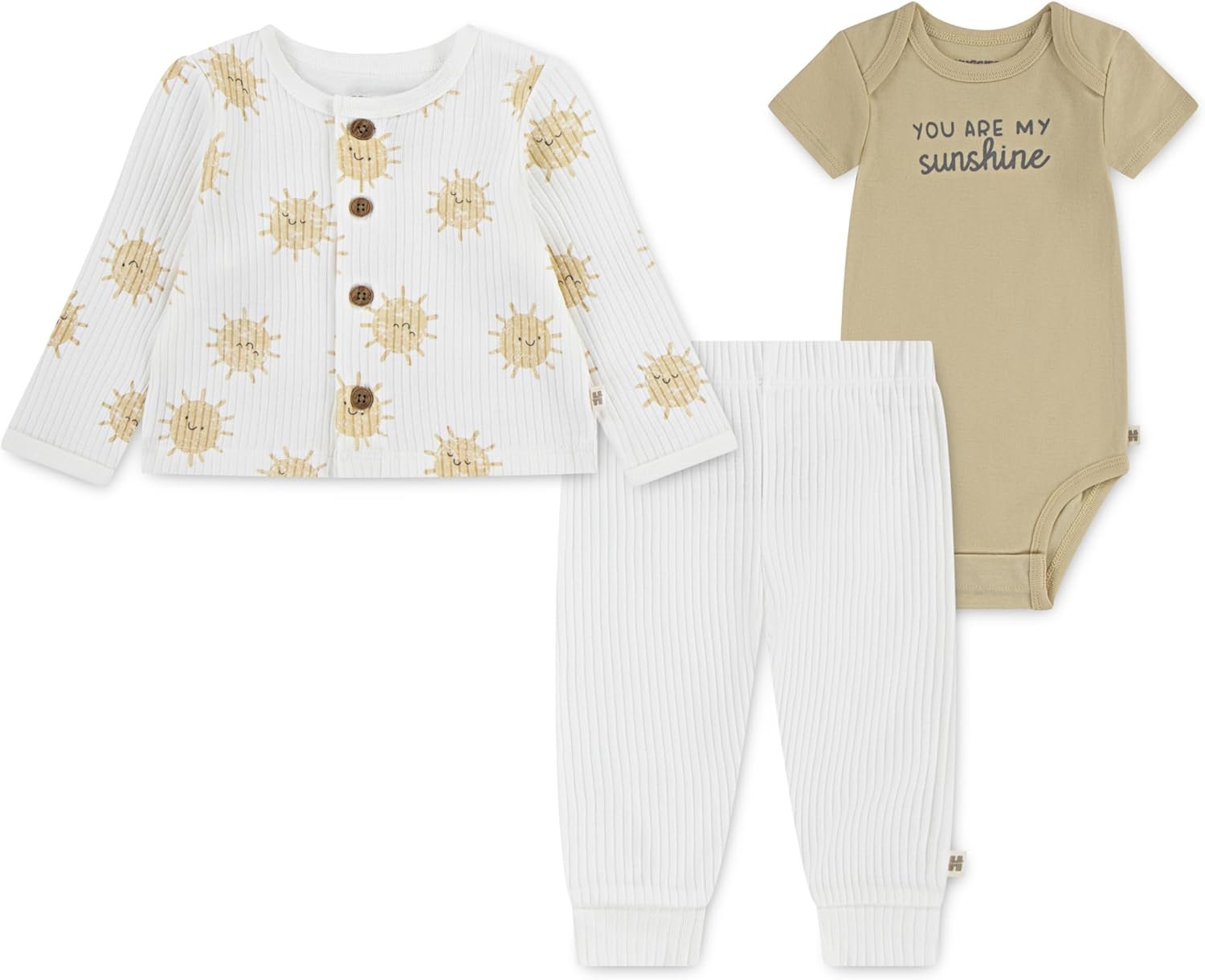 HUGGIES Baby Bodysuit, Sweater and Pants 3-piece Outfit Set