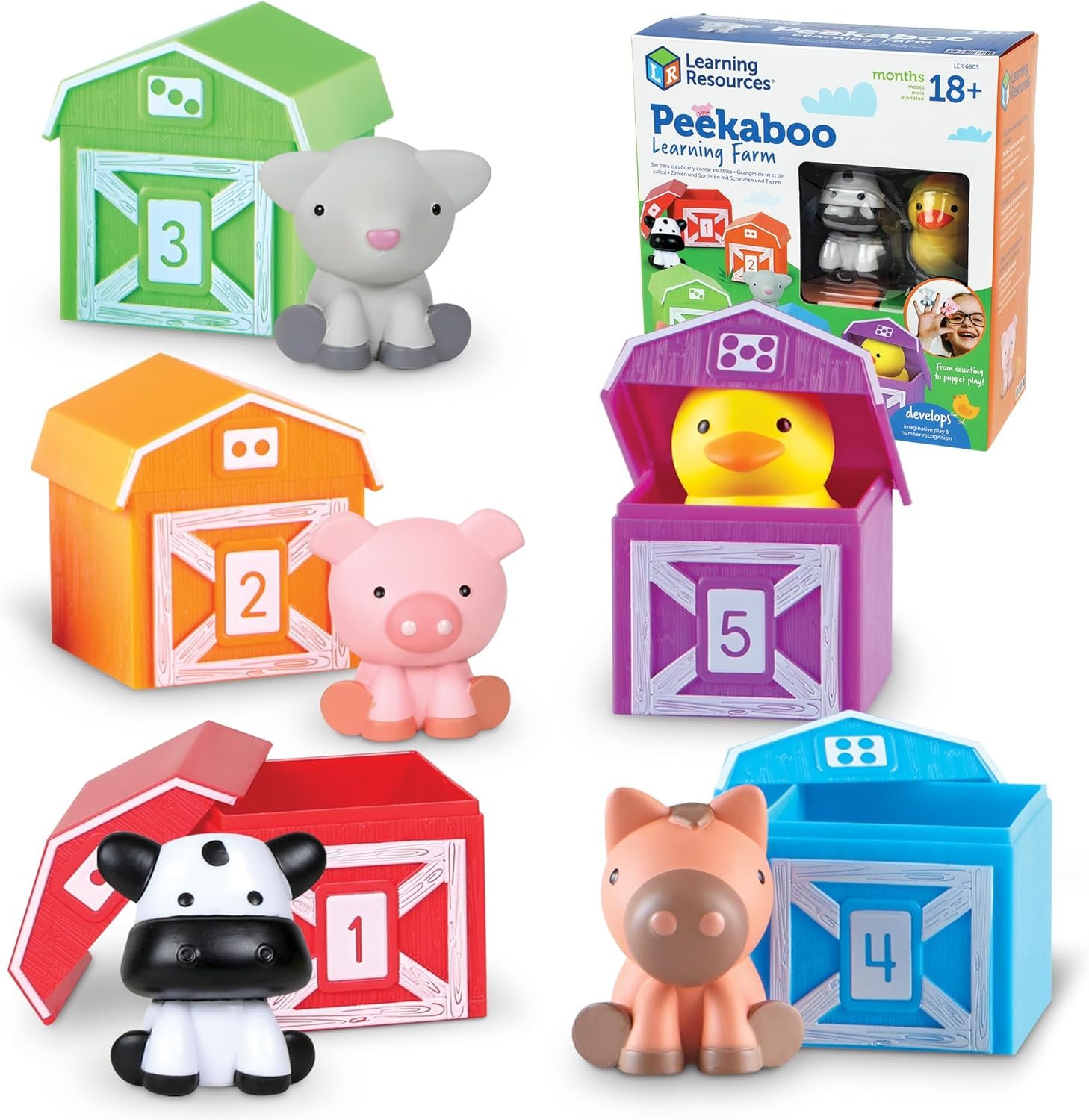 Learning Resources Peekaboo Learning Farm – Farm Animals for Toddlers, Educational Fine Motor Montessori Sets, Toddler Animal Toys, Counting, Sorting & Matching Barn Animal Toy, Little Animal Figures