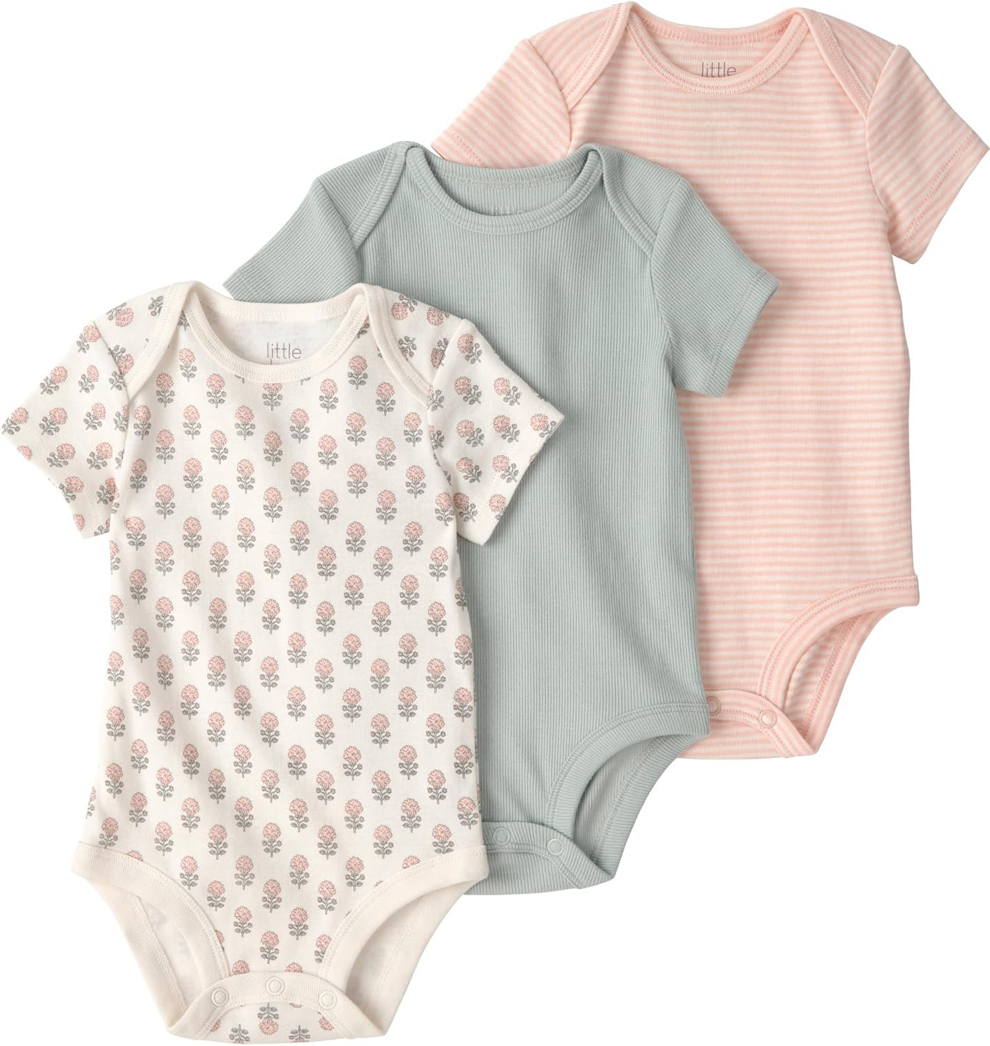 little planet by carter’s Unisex Baby 3-pack Short Sleeve Bodysuits Made With Organic Cotton