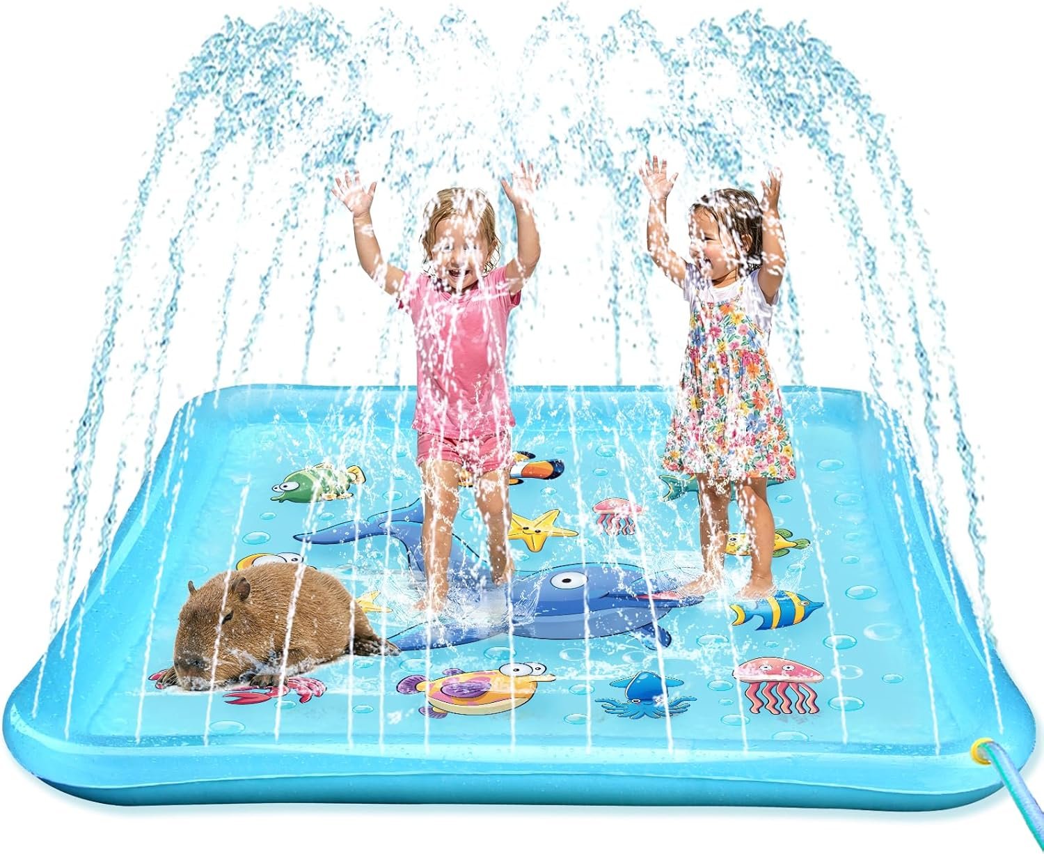 Growsland Splash Pad for Toddlers, Outdoor Sprinkler for Kids, 67″ Summer Water Toys Inflatable Wading Baby Pool Fun Gifts for 3 4 5 6 7 8 9 Years Old Boy Girl Backyard Garden Lawn Outdoor Games