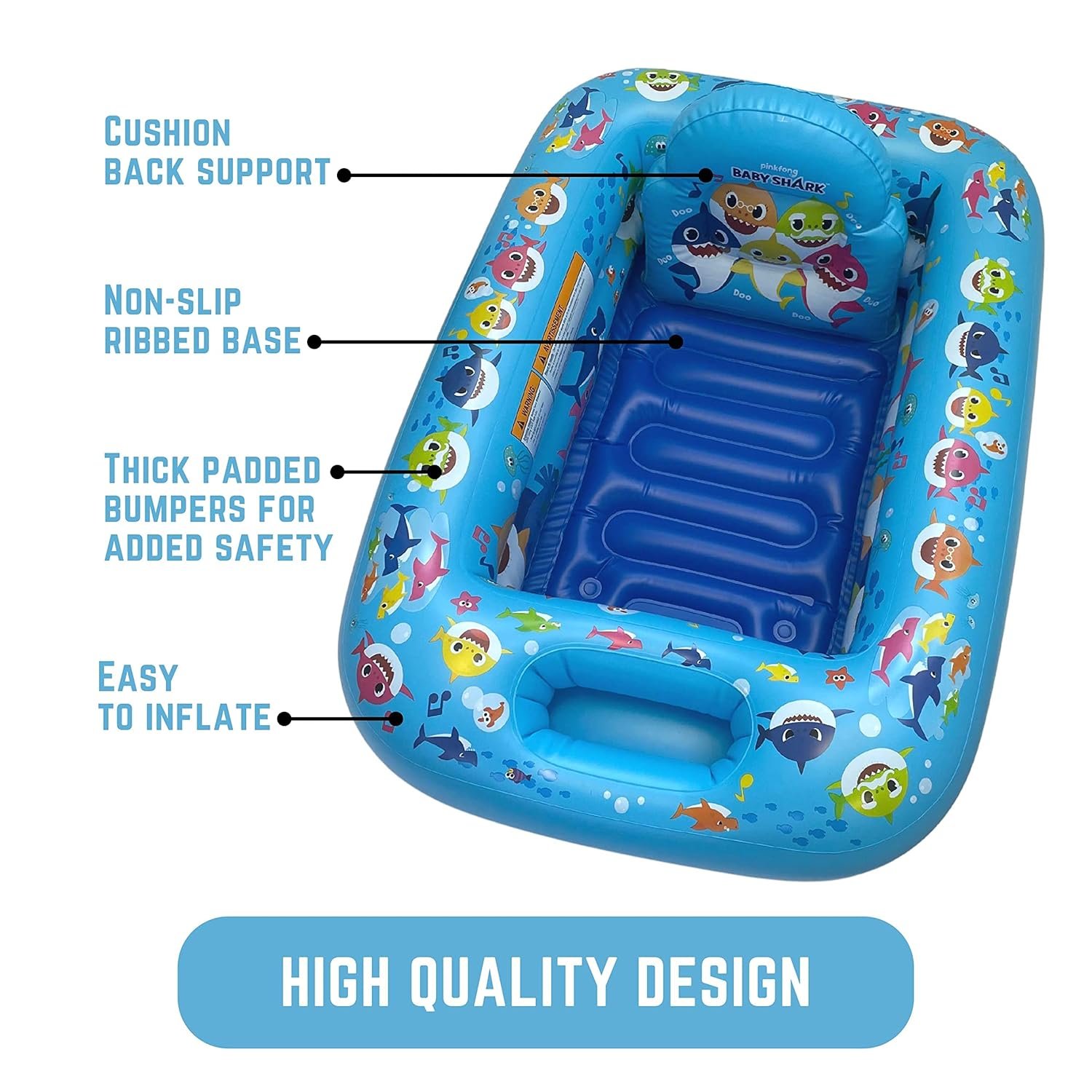Nickelodeon Baby Shark Making a Splash Inflatable Tub – Baby Bathtub