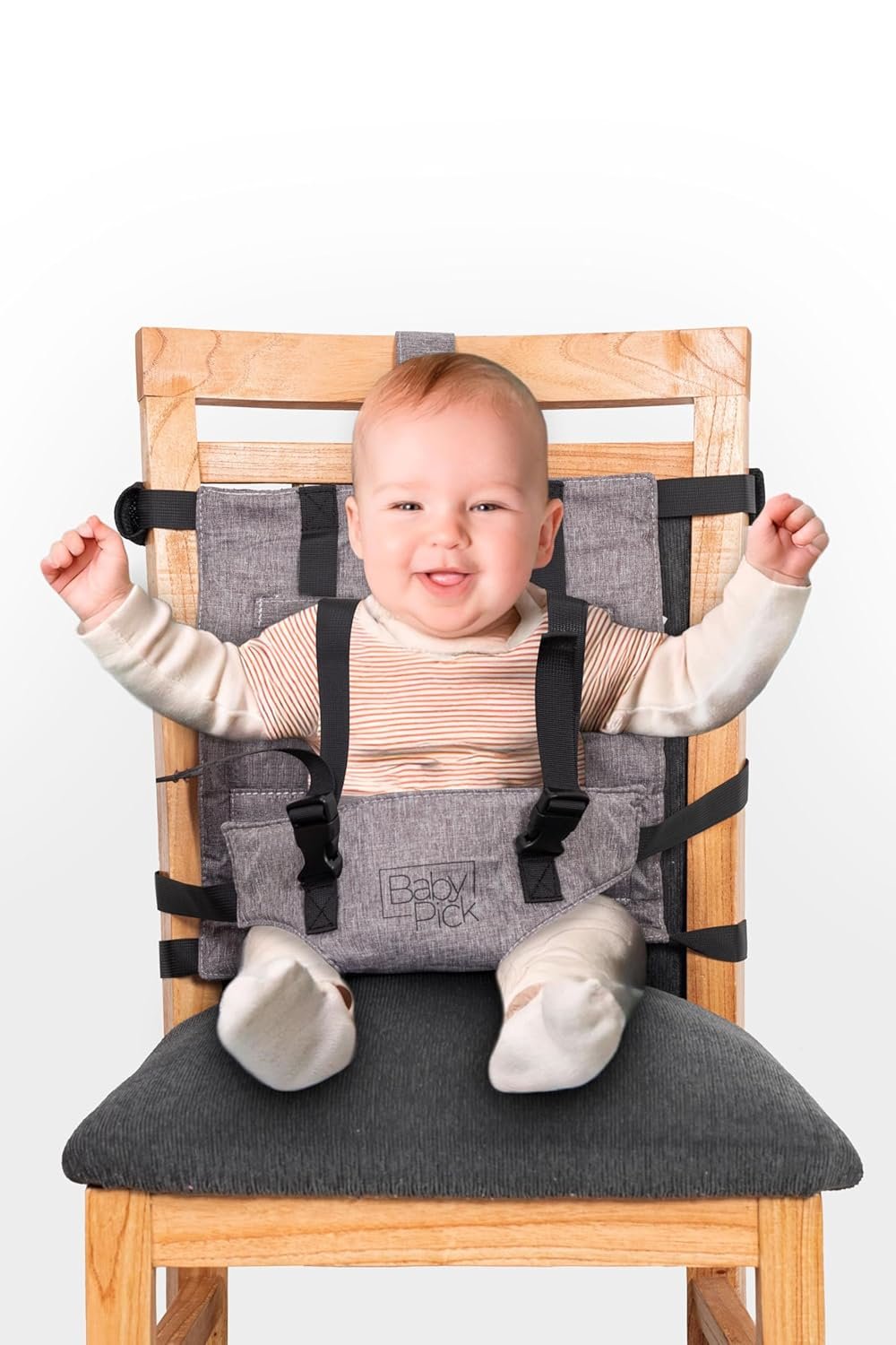 Portable High Chair for Travel by Baby Pick – Harness Seat, Foldable & Lightweight Gear, Adjustable Straps for Babies & Toddlers, Compact & Secure, Machine-Washable, Must-Have Baby Travel Essential