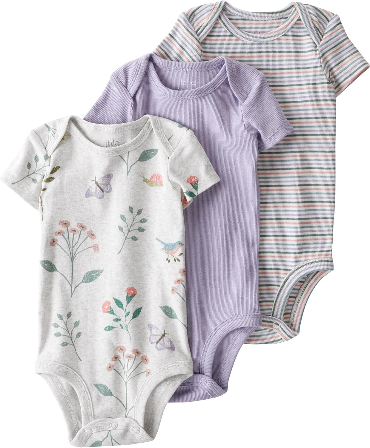 little planet by carter’s Unisex Baby 3-pack Short Sleeve Bodysuits Made With Organic Cotton