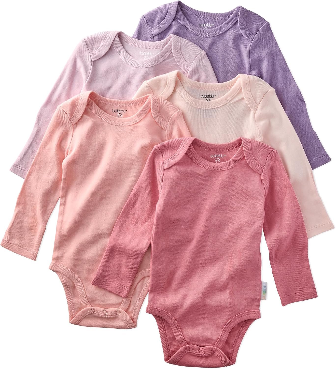 Butterblu Blake 5-Pack Long Sleeve Bodysuits 100% Organic Cotton Baby Clothes for Boys and Girls