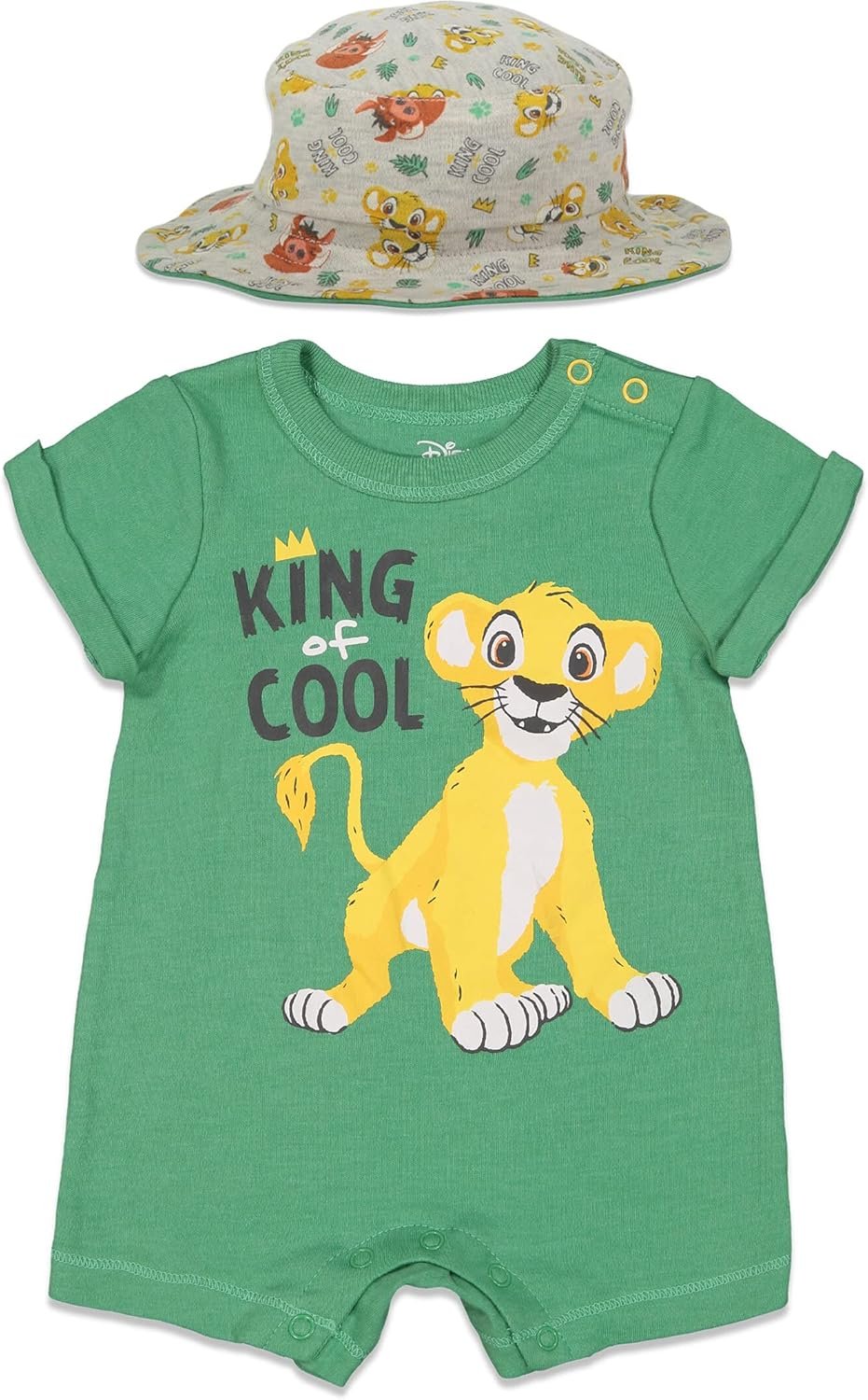 Disney Baby Romper and Reversible Bucket Sun Hat Outfit Set Newborn to Infant Sizes (Newborn – 24 Months)