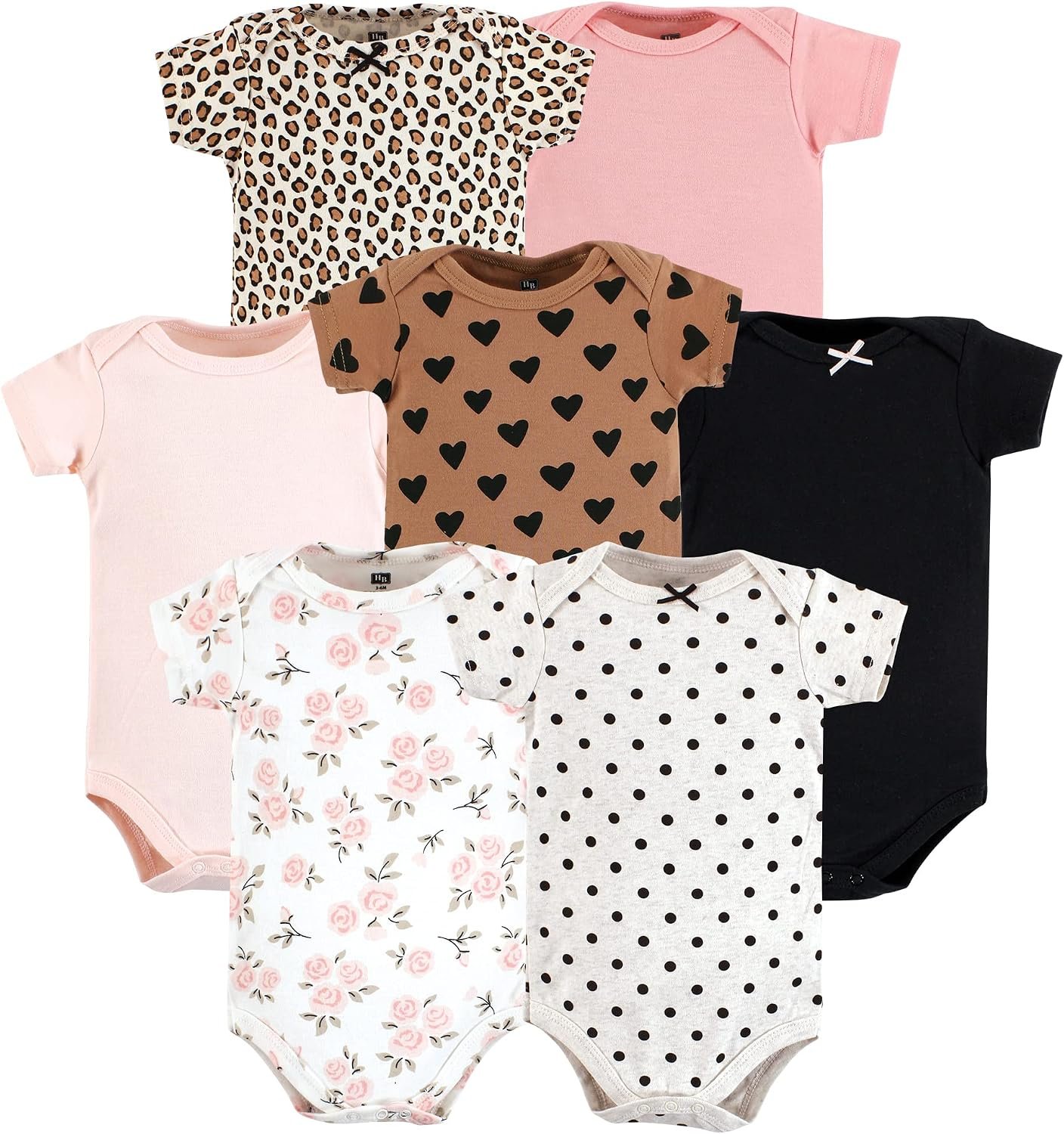 Hudson Baby Baby Girls’ Cotton Bodysuits 7-pack