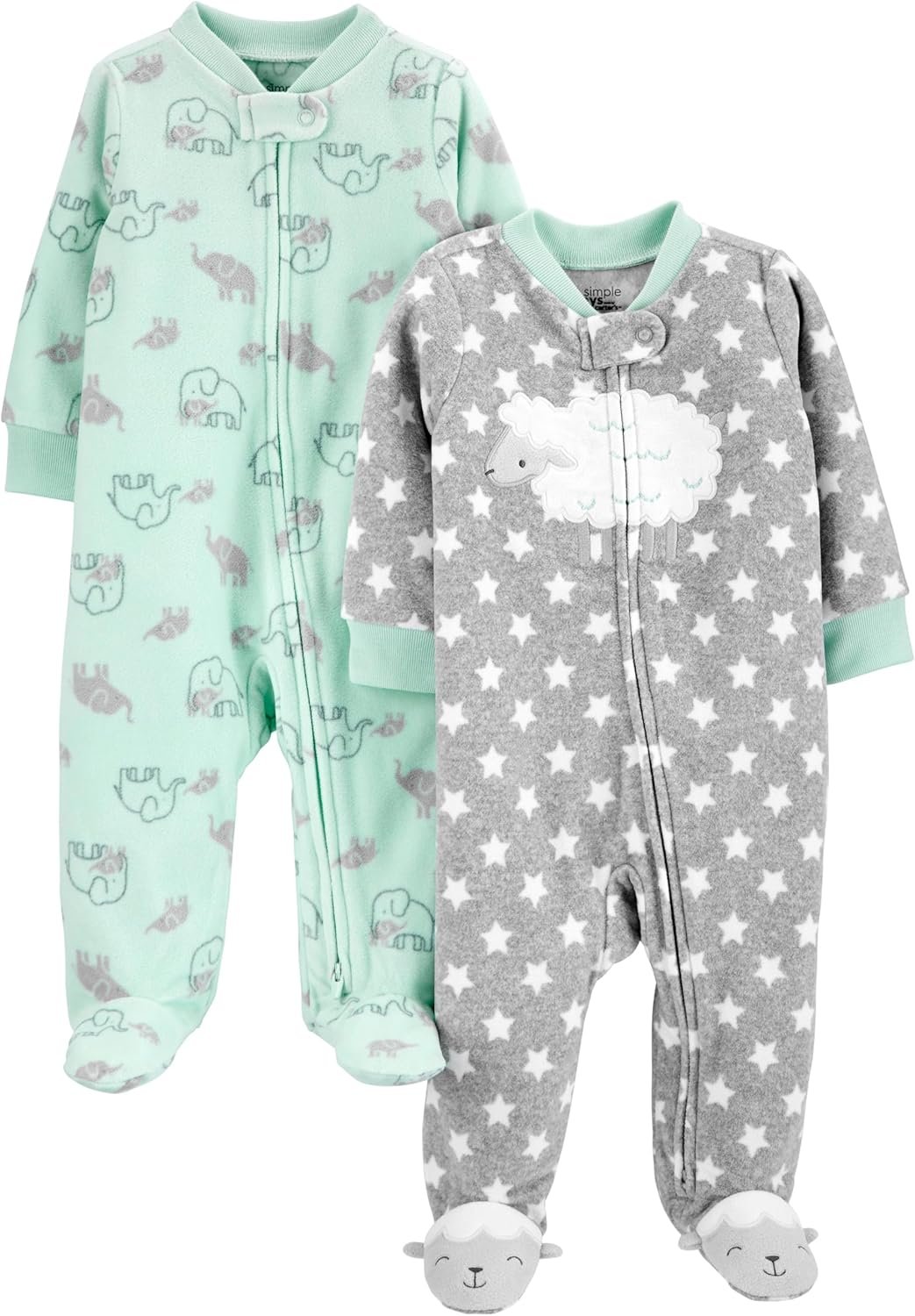 Simple Joys by Carter’s unisex-baby 2-pack Neutral Fleece Footed Sleep and Play