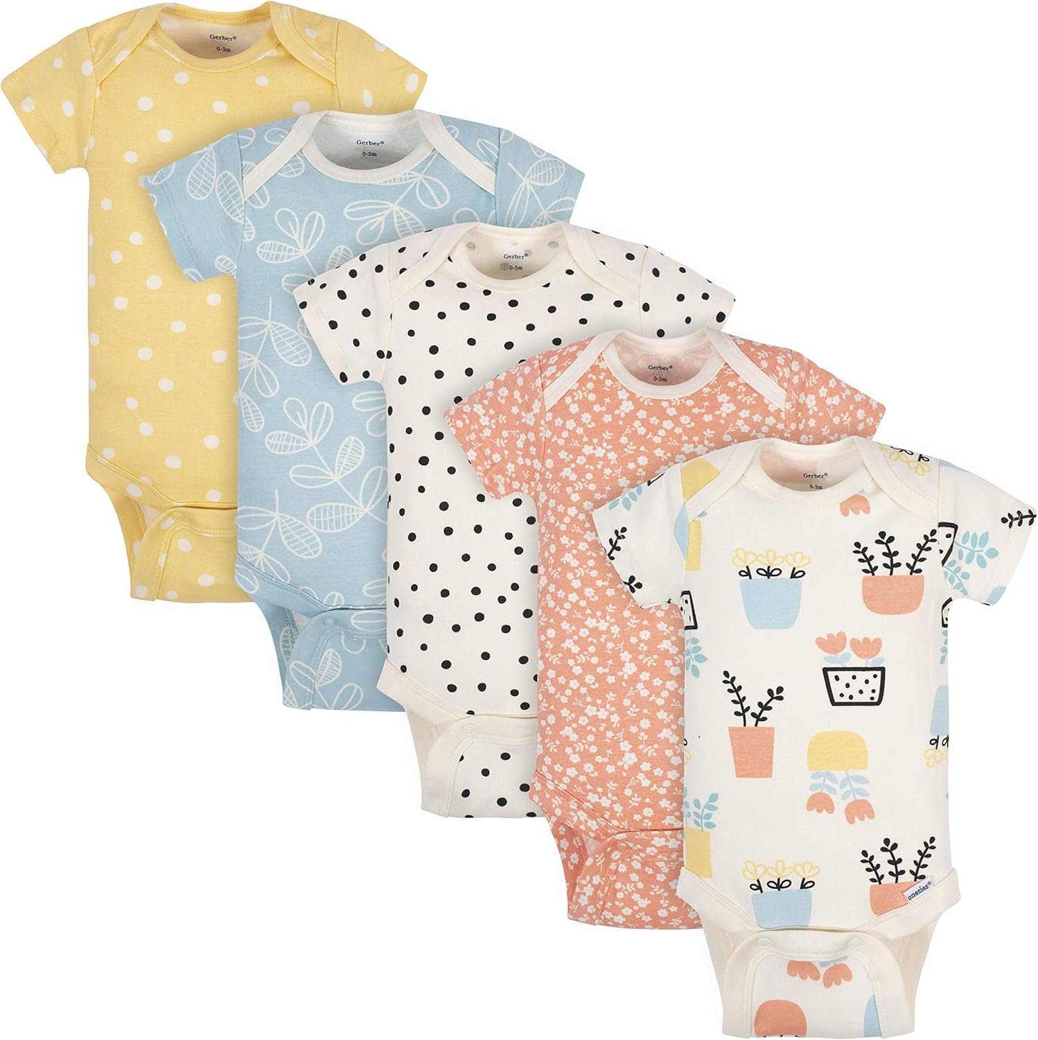 Grow by Gerber baby-boys 5-pack Short-sleeve Onesies Bodysuits