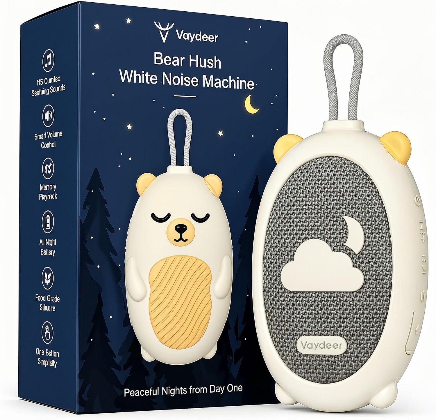 Vaydeer Baby Sound Machine for Sleep, Portable White Noise Machine with 115 Sounds & 4 Growth Stages, Pregnancy to Toddler Sleep Soother for Newborns, Babies & Moms, Gift-Ready Design
