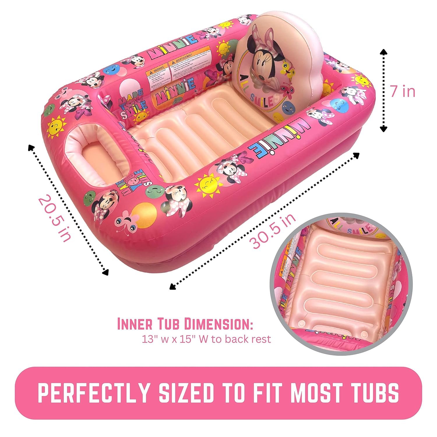 Disney Minnie Mouse 100% Fabulous Inflatable Tub – Baby Bathtub