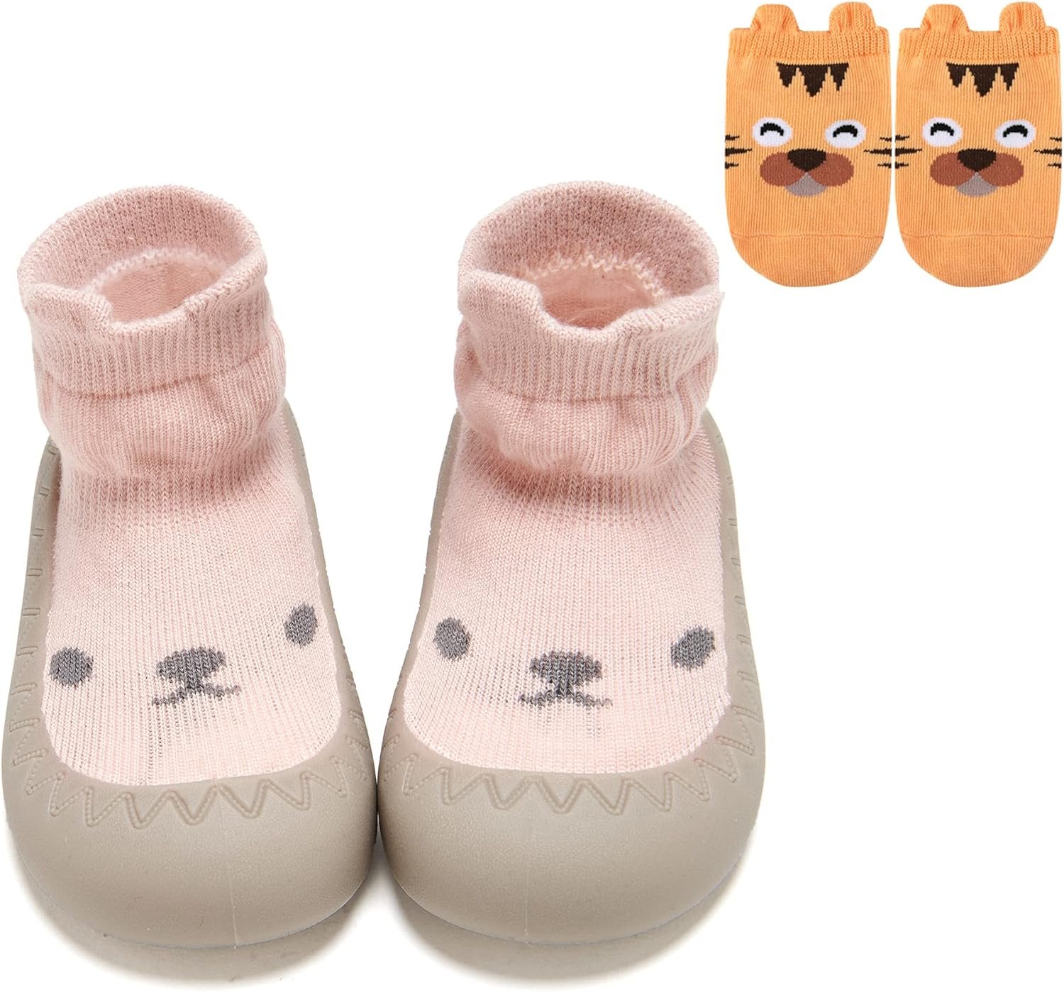 Baby Sock Shoes Toddler Cartoon Rubber Sole Soft Non Slip Floor Slipper for Infant Boys Girls First Walking Indoor Baby Shoes