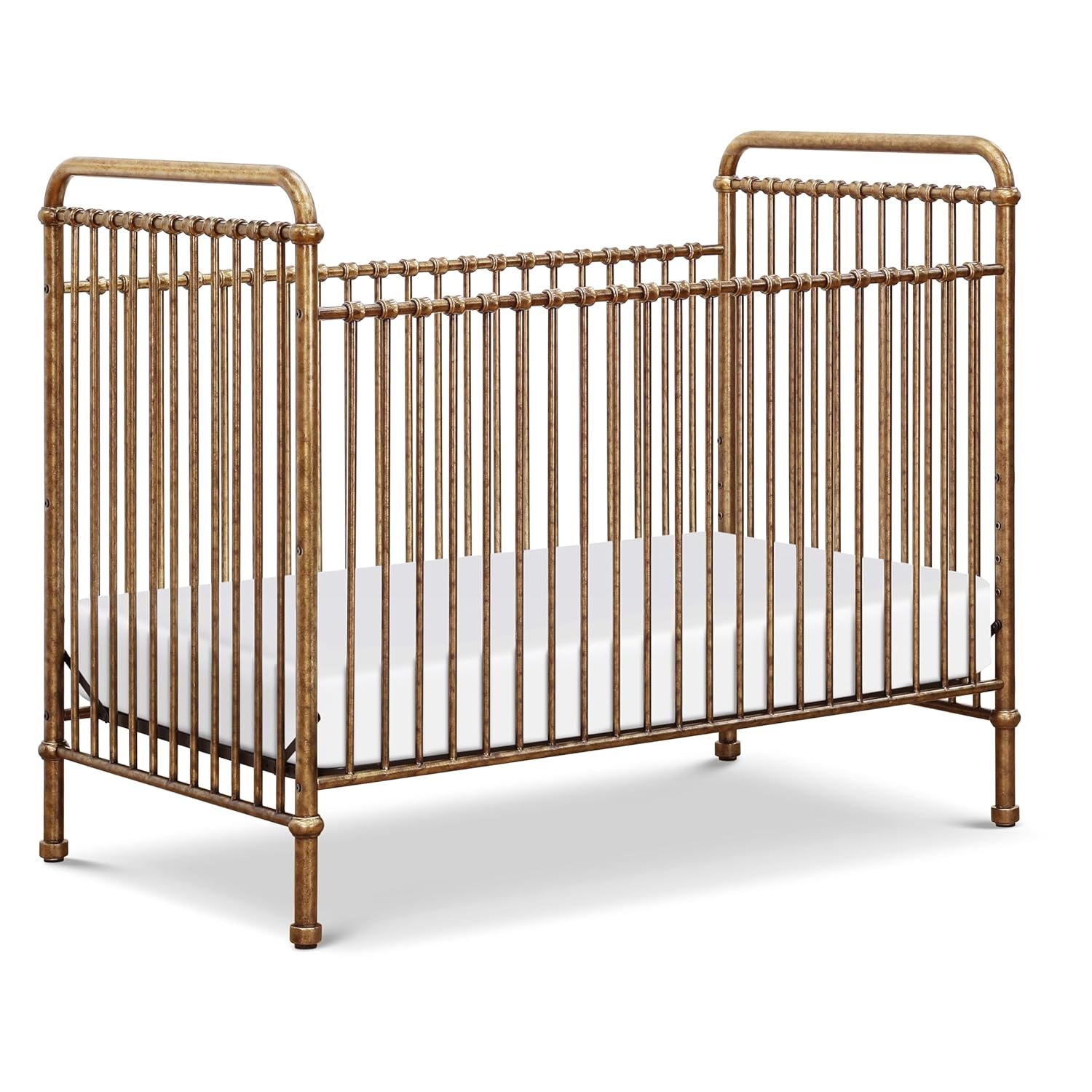 Namesake Abigail 3-in-1 Convertible Baby Crib (Gold) – GREENGUARD Gold Certified – Convertible Crib to Toddler Bed and Daybed – Baby Bed w/ 4 Adjustable Heights – Vintage Baby Crib Convertible