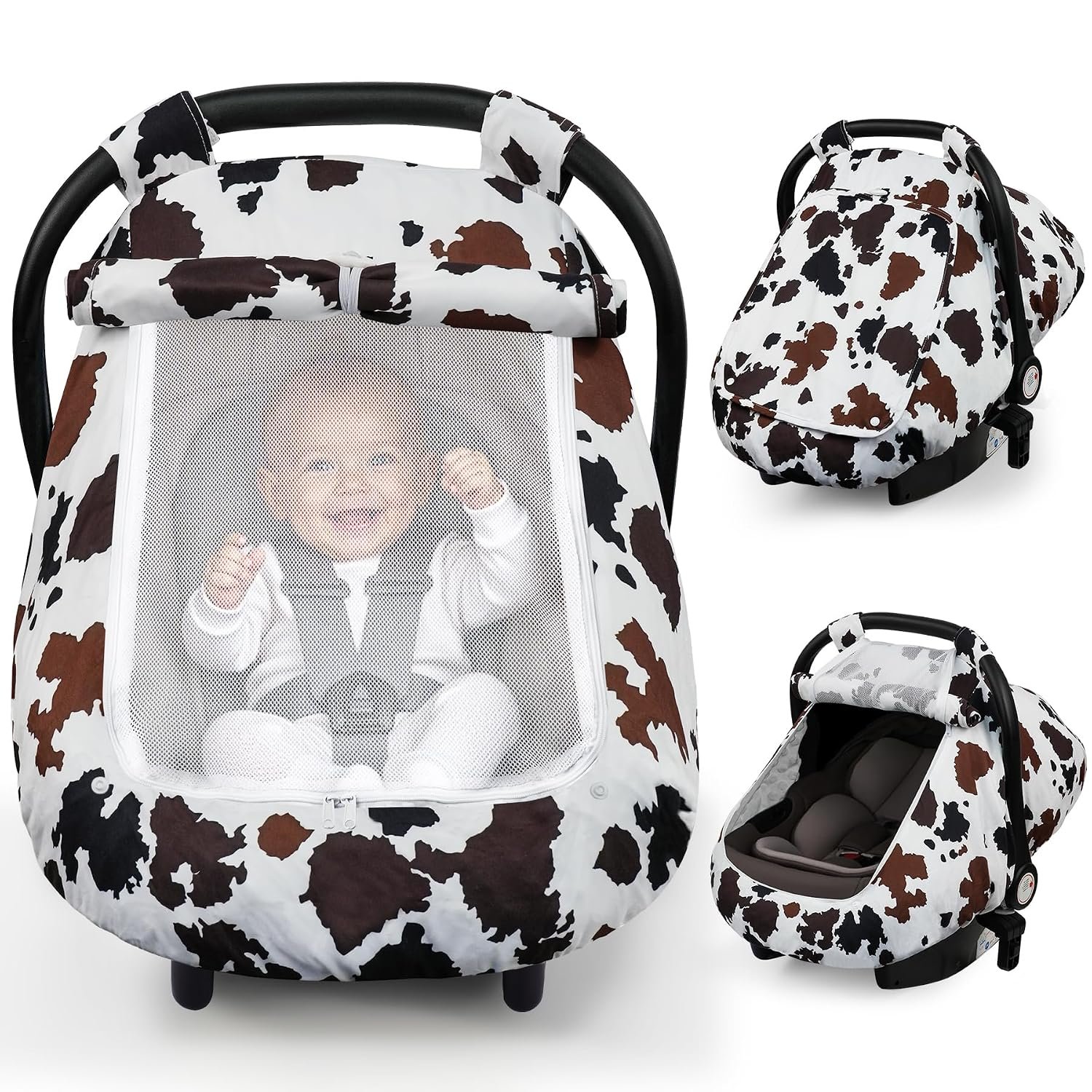 Elstey Car Seat Cover Baby, Minky Dot Carseat Covers Baby Boys Girls, Lightweight Infant Car Seat Cover Canopy with 2 Layers Breathable Mesh Windows, Stroller Carrier for Babies Newborn Essentials