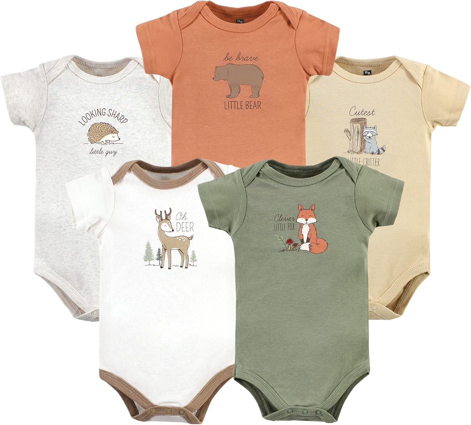 Hudson Baby Unisex Baby Cotton Bodysuits 5-pack