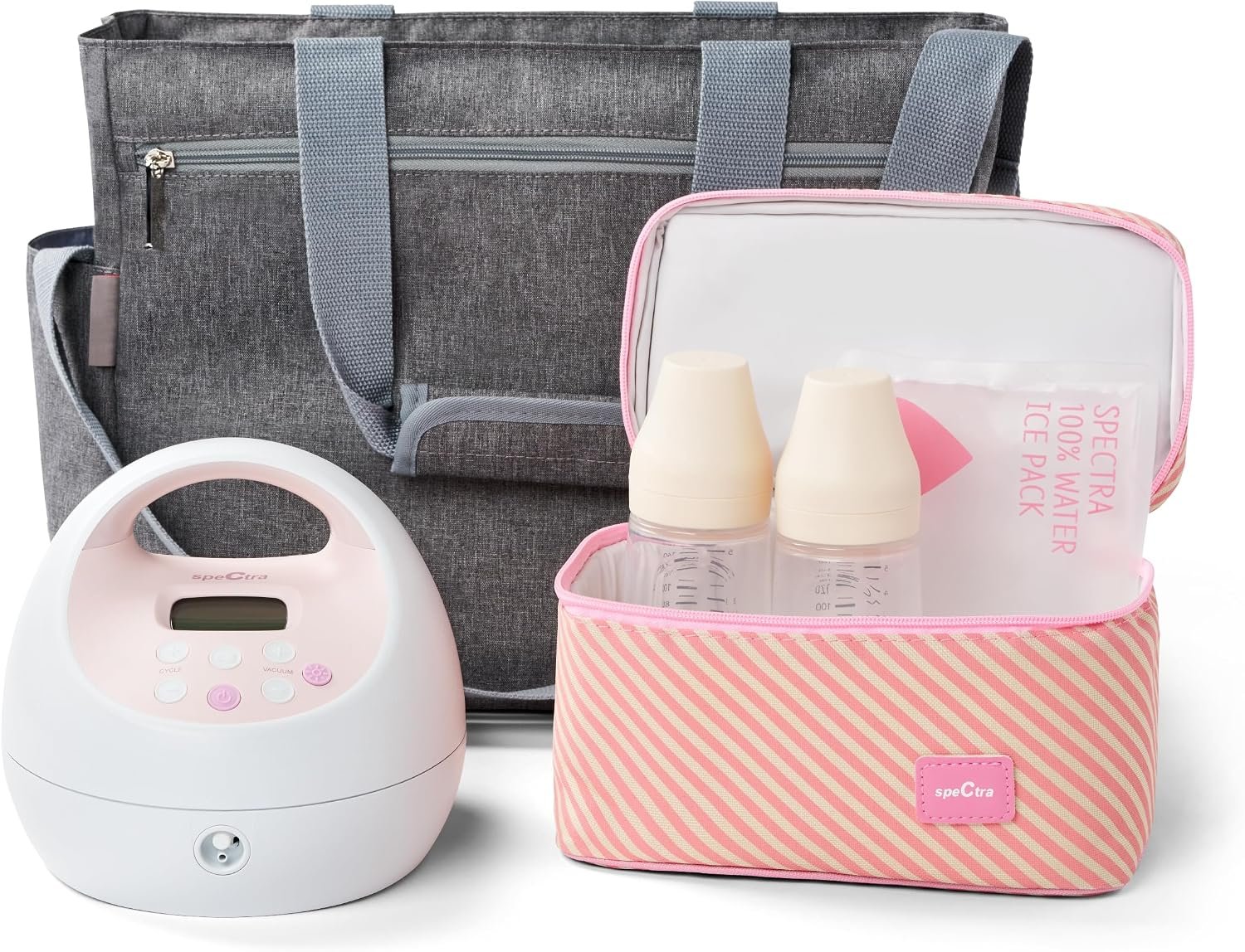 Spectra – S2 Plus Electric Breast Milk Pump with Tote Bag, Bottles and Cooler for Baby Feeding