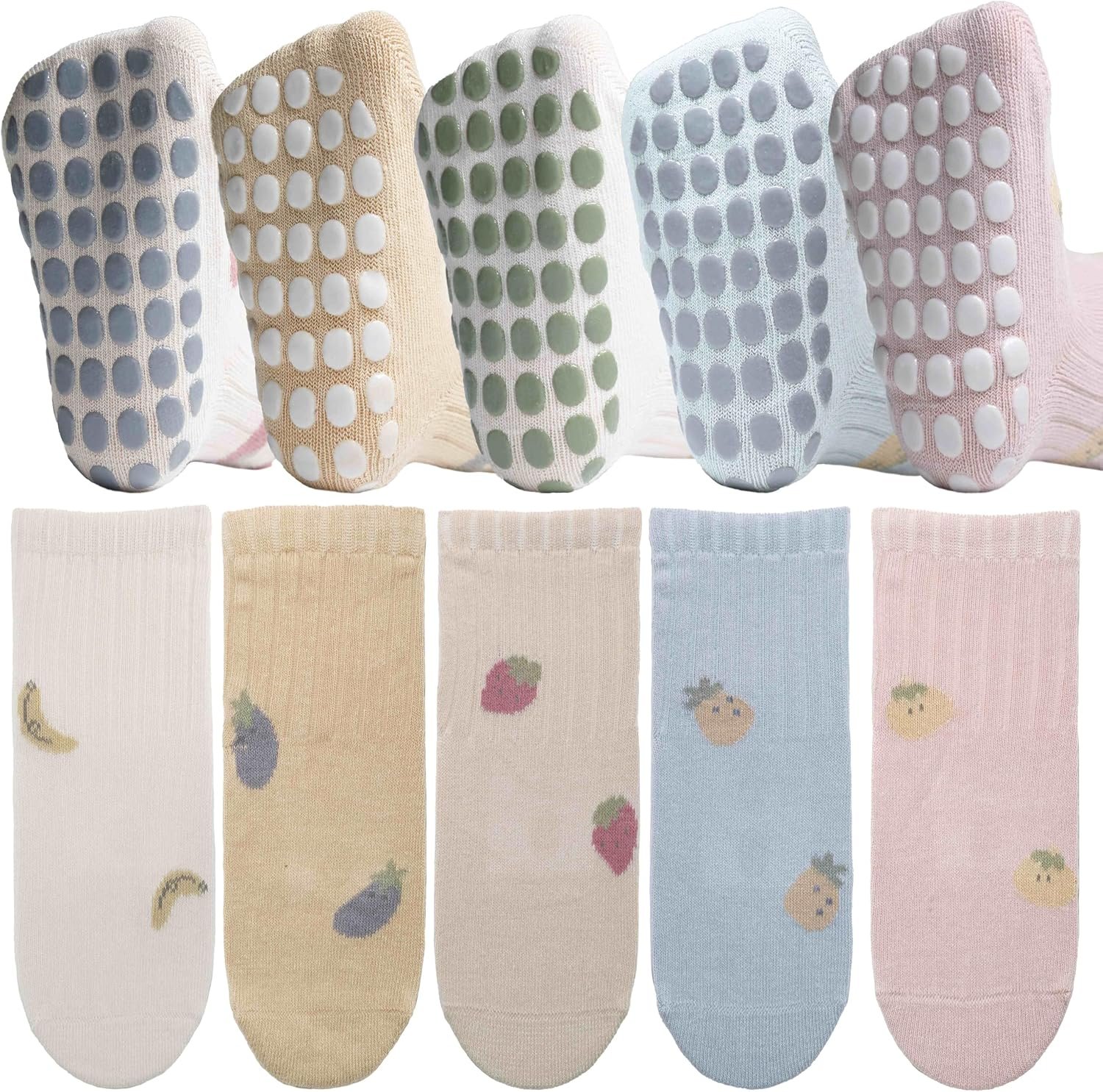 5 Pairs Baby Boys Girls Non-Slip Grip Ankle Socks Infant Baby Girls Boys Anti Skid Sticky Socks