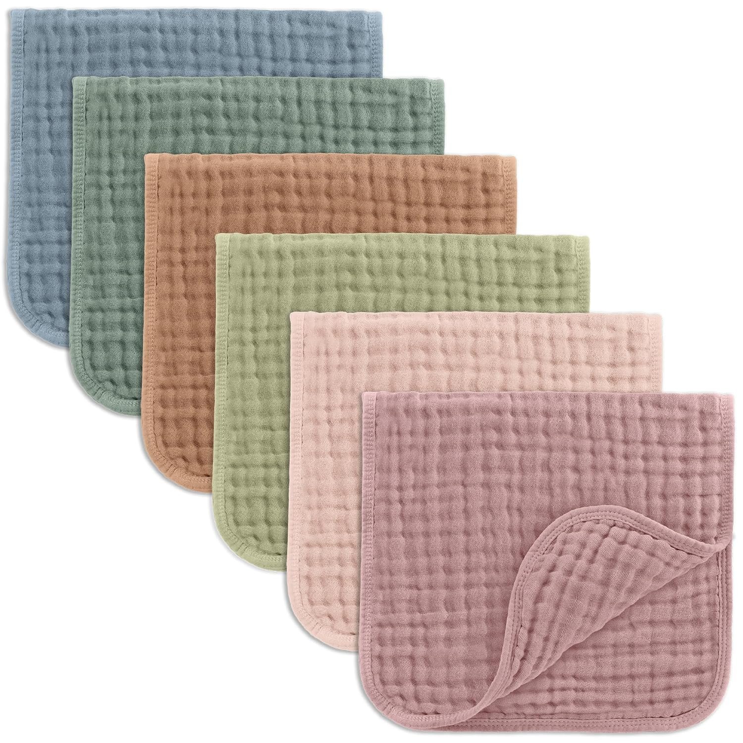 Comfy Cubs Muslin Burp Cloths 20″ x 10″, Pack of 6 – Large, 6-Layer, Ultra Absorbent 100% Cotton for Baby Drool and Messes – Soft, Safe & Gentle Baby Burp Cloths Set for Boys & Girls – Multi