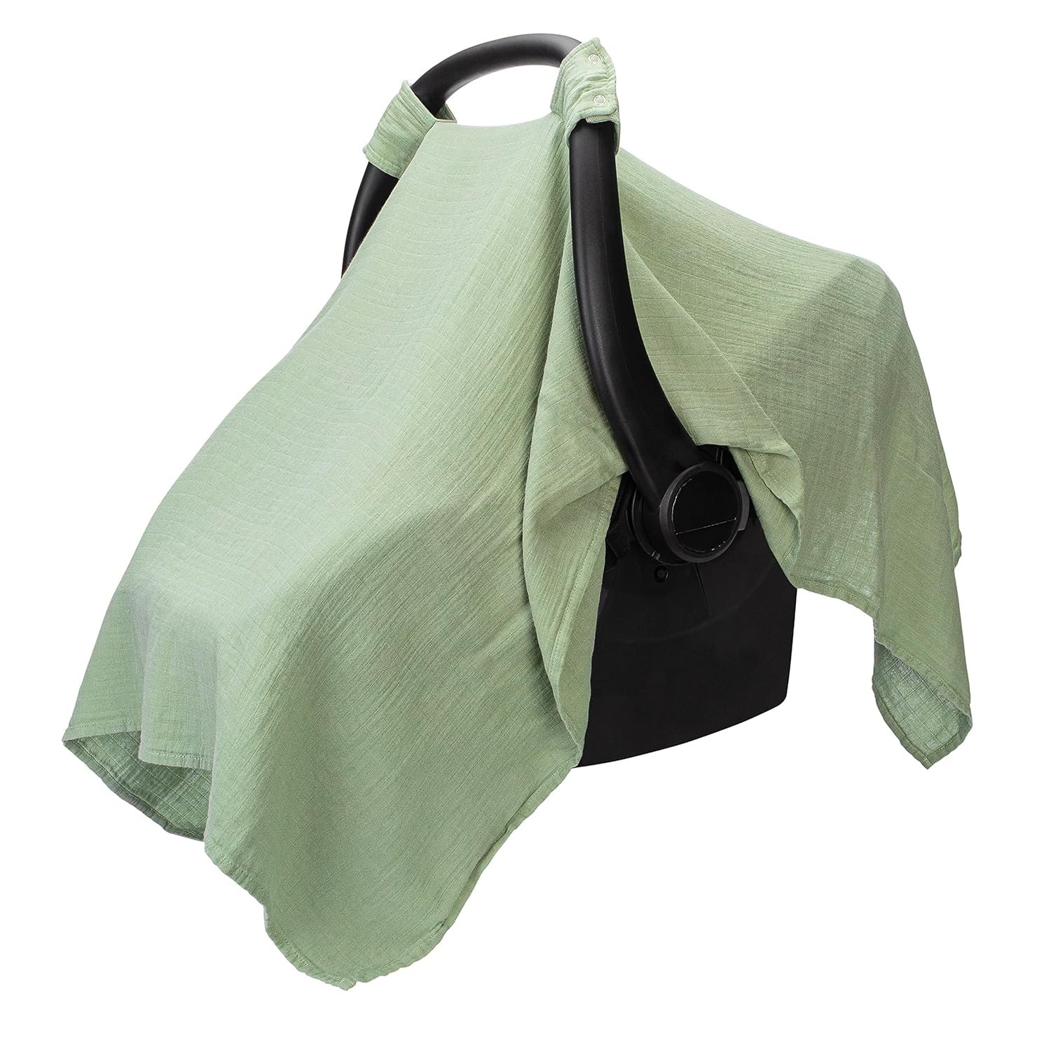 Comfy Cubs Baby Car Seat Cover – Soft, Breathable Bamboo Rayon and Muslin Cotton Blend – Lightweight Canopy for Sun, Bug, and Comfort Protection – Large Size Infant Seat Cover in Sage Design