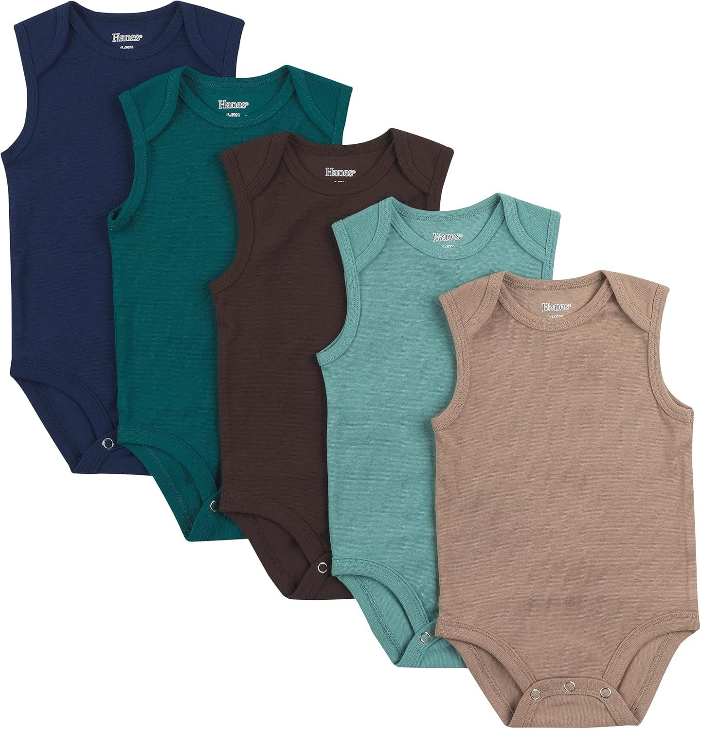 Hanes Baby Baby Bodysuits, Ultimate Baby Flexy Bodysuits, Infant Sleeveless Bodysuit, 5-pack