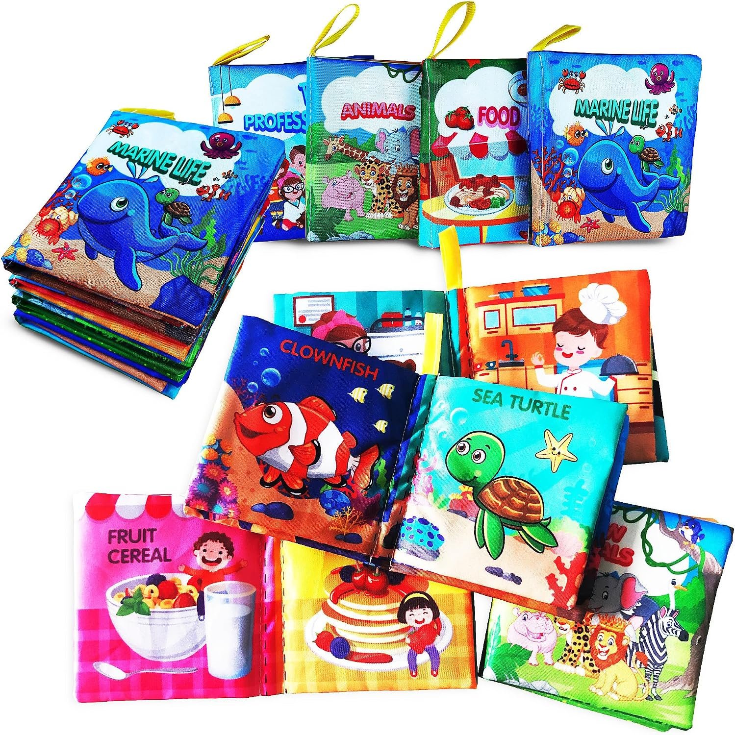 Soft Cloth Baby Books (4 Pack),Touch Crinkle Sensory Toys for Newborn Infants Toddler Non-Toxic Early Educational Preschool Learning Toy Gift 0-3 6-12 18 Months
