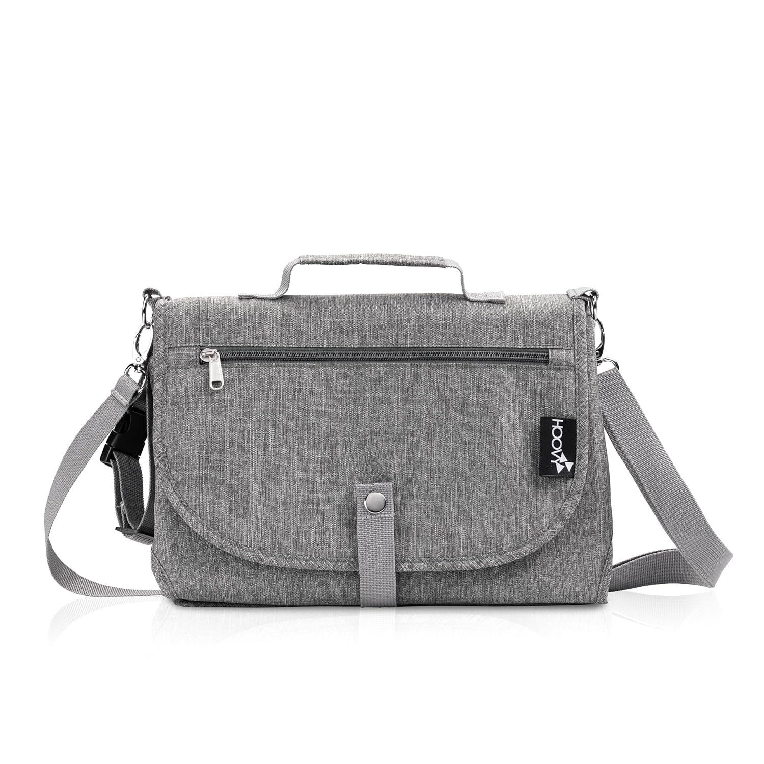 Hoovy Portable Baby Changing Pad, Gray, Waterproof, with Mesh Storage Pockets and Built-in Cushioned Pillow