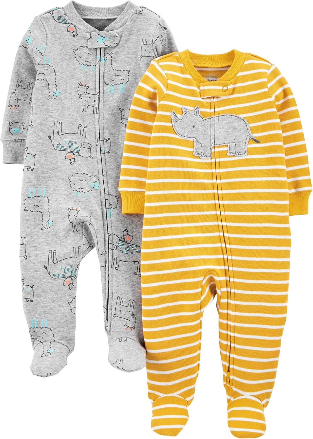 Simple Joys by Carter’s baby-boys 2-way Zip Thermal Footed Sleep and Play, Pack of 2