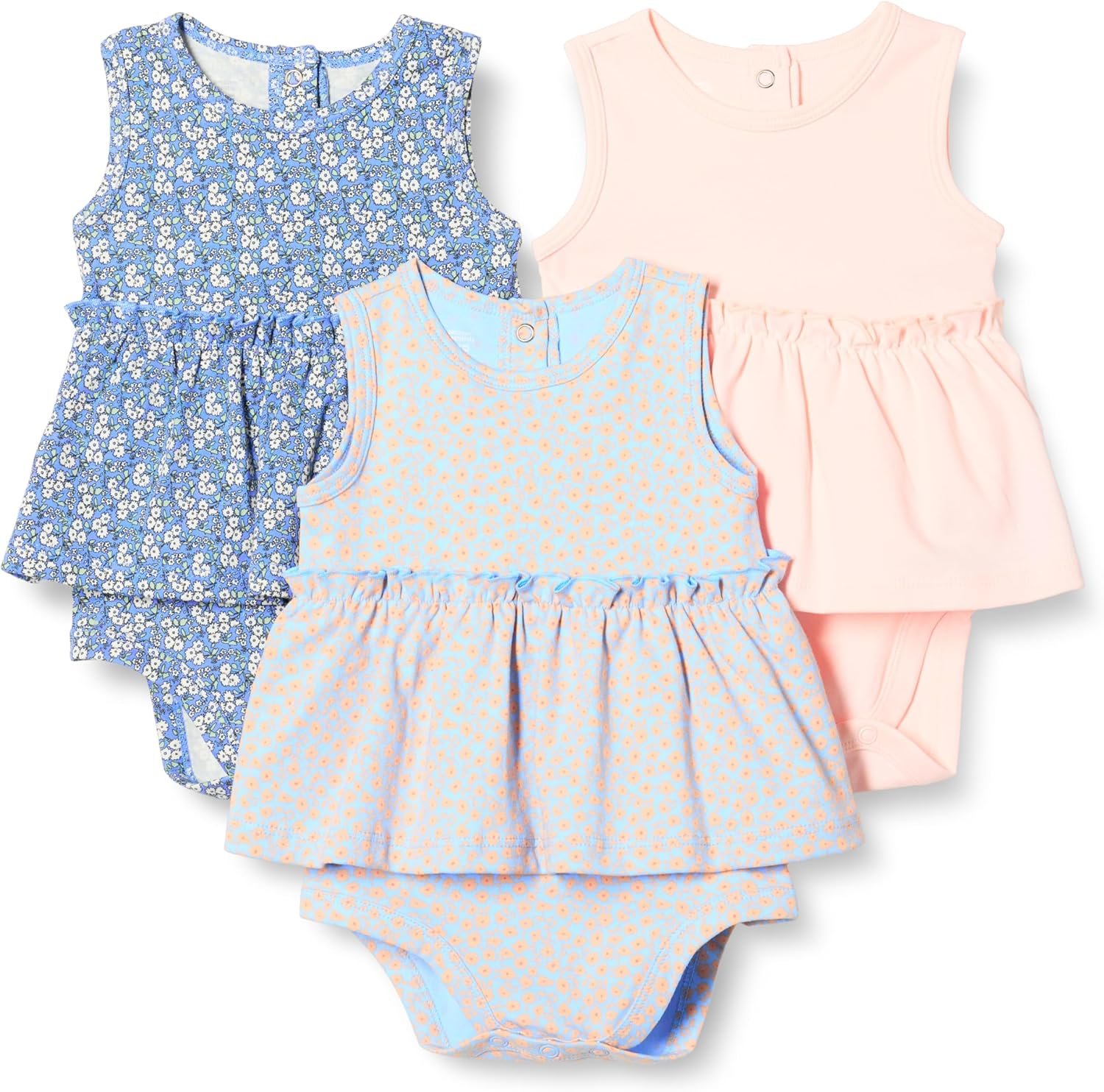 Amazon Essentials Baby Girls’ Sleeveless Bodysuit Dress, Pack of 3