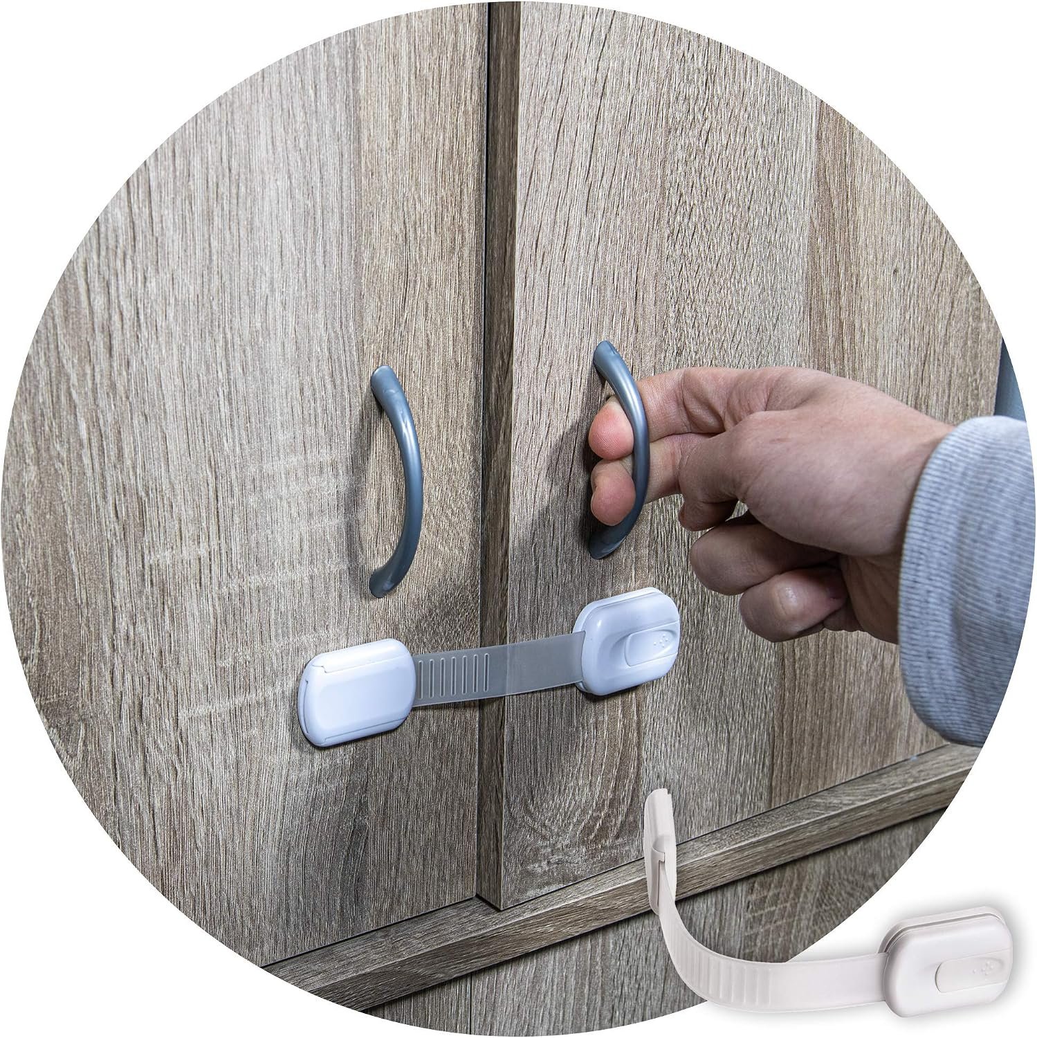 6-Pack Child Proof Locks for Cabinet Doors, Drawers, Fridge, Toilet Seat, Dishwasher, Trash Can, Cupboard – 3M – No Drilling – Child Safety Locks for Cabinets and Drawers – Baby Proofing Cabinets Lock