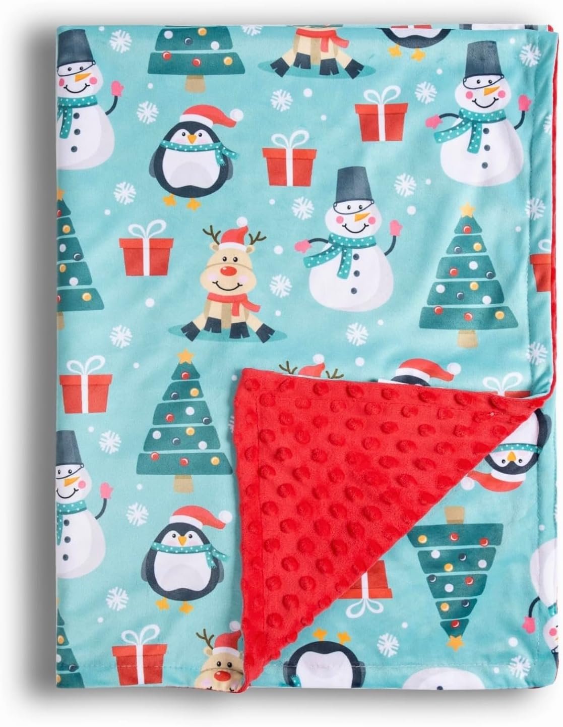 Baby Blanket for Boys Girls Soft Minky with Double Layer Dotted Backing, Cartoon Printed 30 x 40 Inch Receiving Blanket (Christmas Snowman)