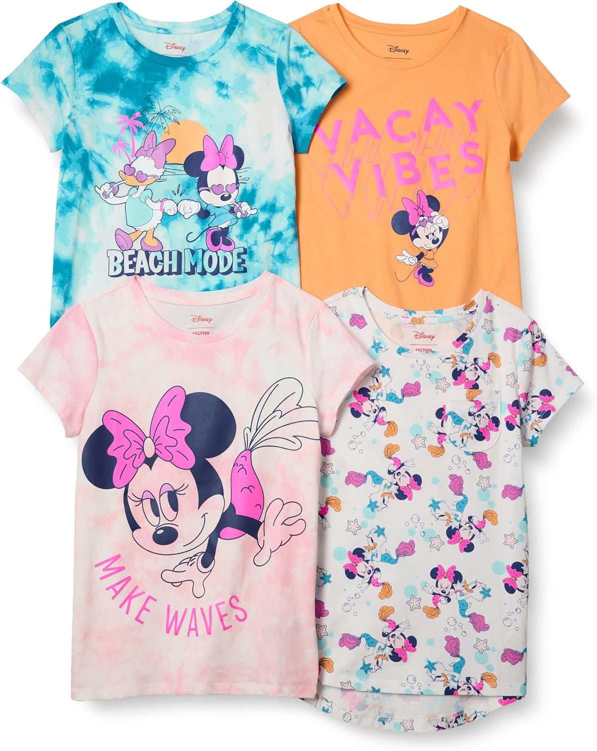 Amazon Essentials Disney | Marvel | Star Wars | Frozen | Princess Girls and Toddlers’ Short-Sleeve T-Shirts Clothing, Pack of 4