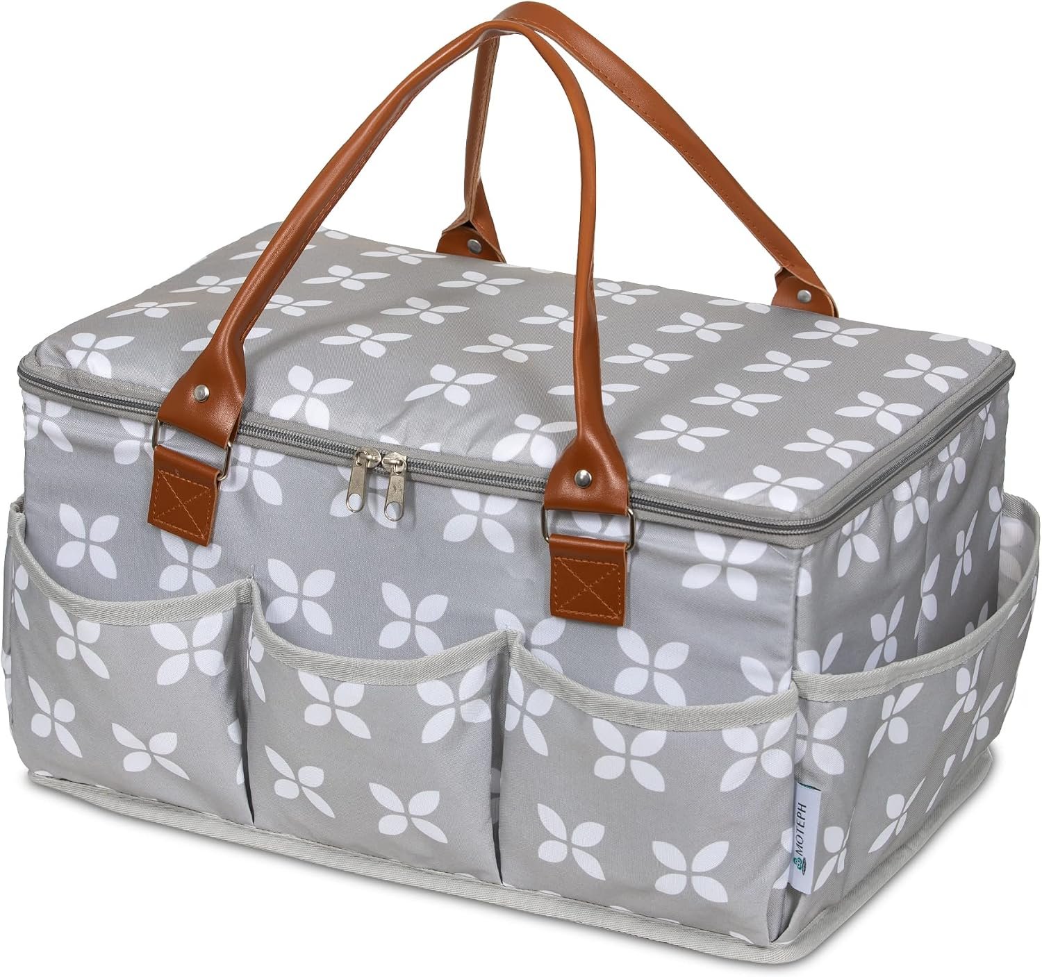 Moteph Extra Large Diaper Caddy, Craft, Toy Organizer with Zip-Top Cover with Waterproof Wet/Dry Bag – Perfect for Baby Shower