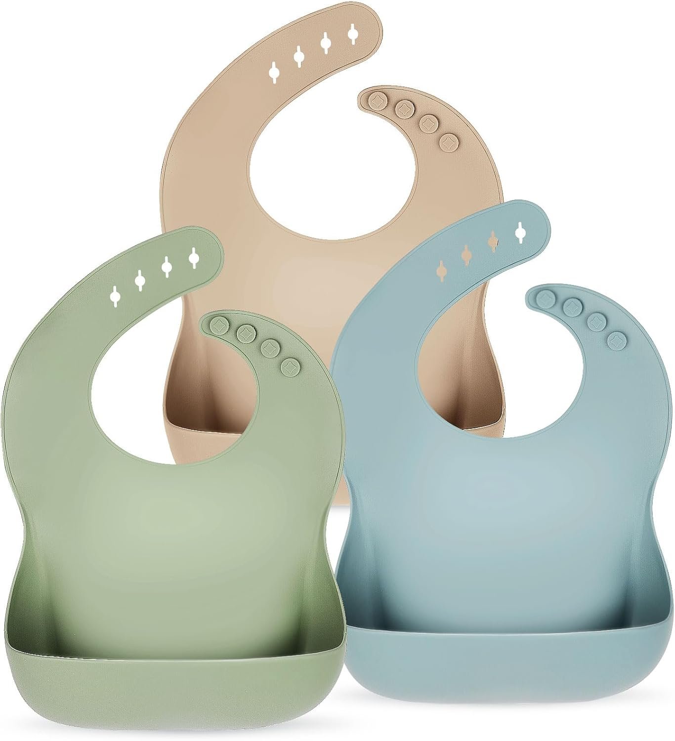Eascrozn Silicone Bibs for Babies Toddler Set of 3, BPA Free | Soft Adjustable Waterproof Bibs for Feeding Essentials
