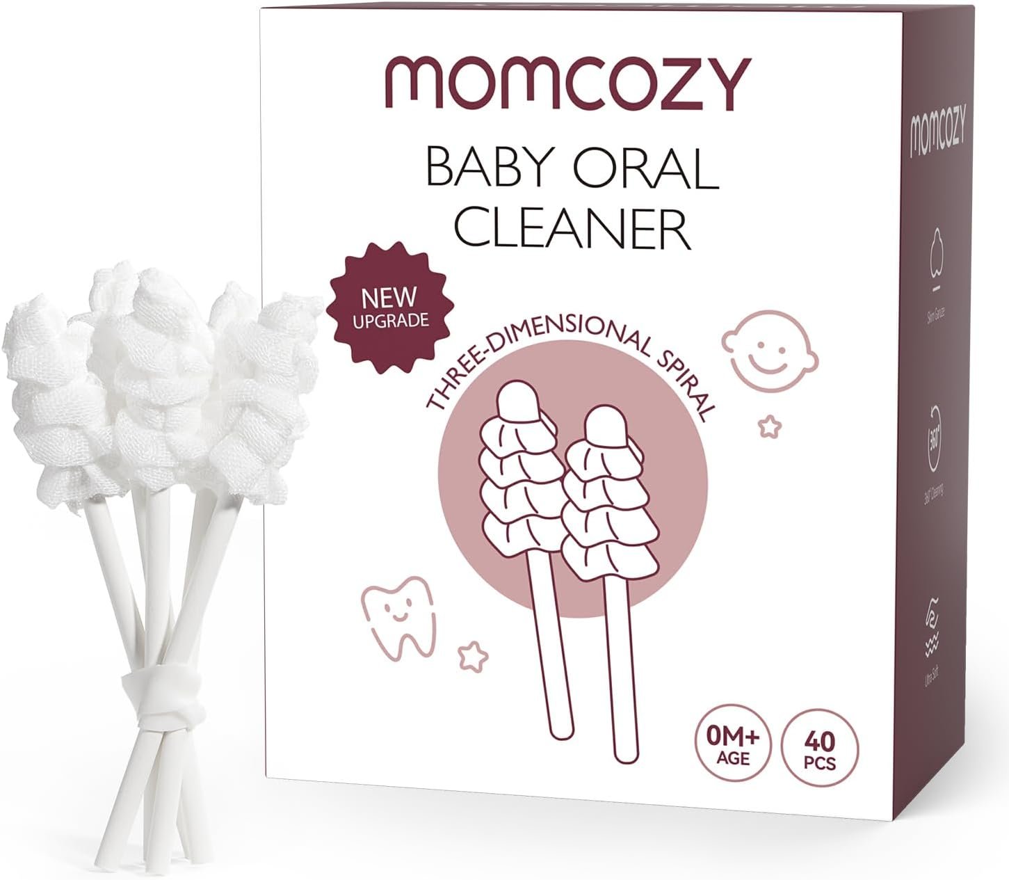 Momcozy Baby Tongue Cleaner Baby Toothbrush Disposable Oral Cleaner 40Count