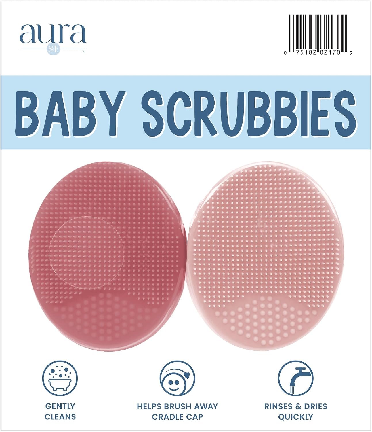 S&T INC. Cradle Cap Brush for Baby, 2 Pack, 2″ x 2.5″, Pink | Exfoliating and Massaging, Cleansing Brush for Baby, Silicone Bristles, Rinses Clean, Suction Cup Handle