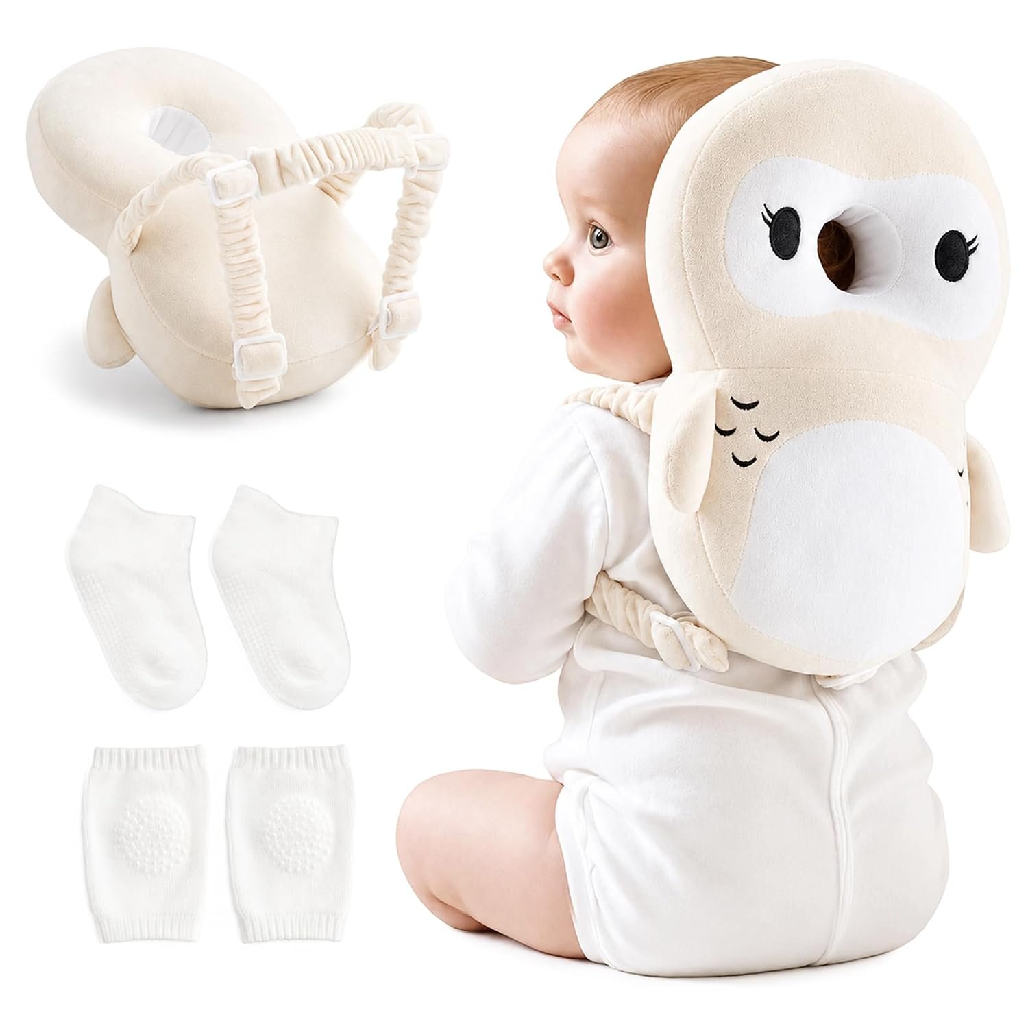 Fortella Baby Head Protector Backpack, Protection Pillow for Walking, Owl