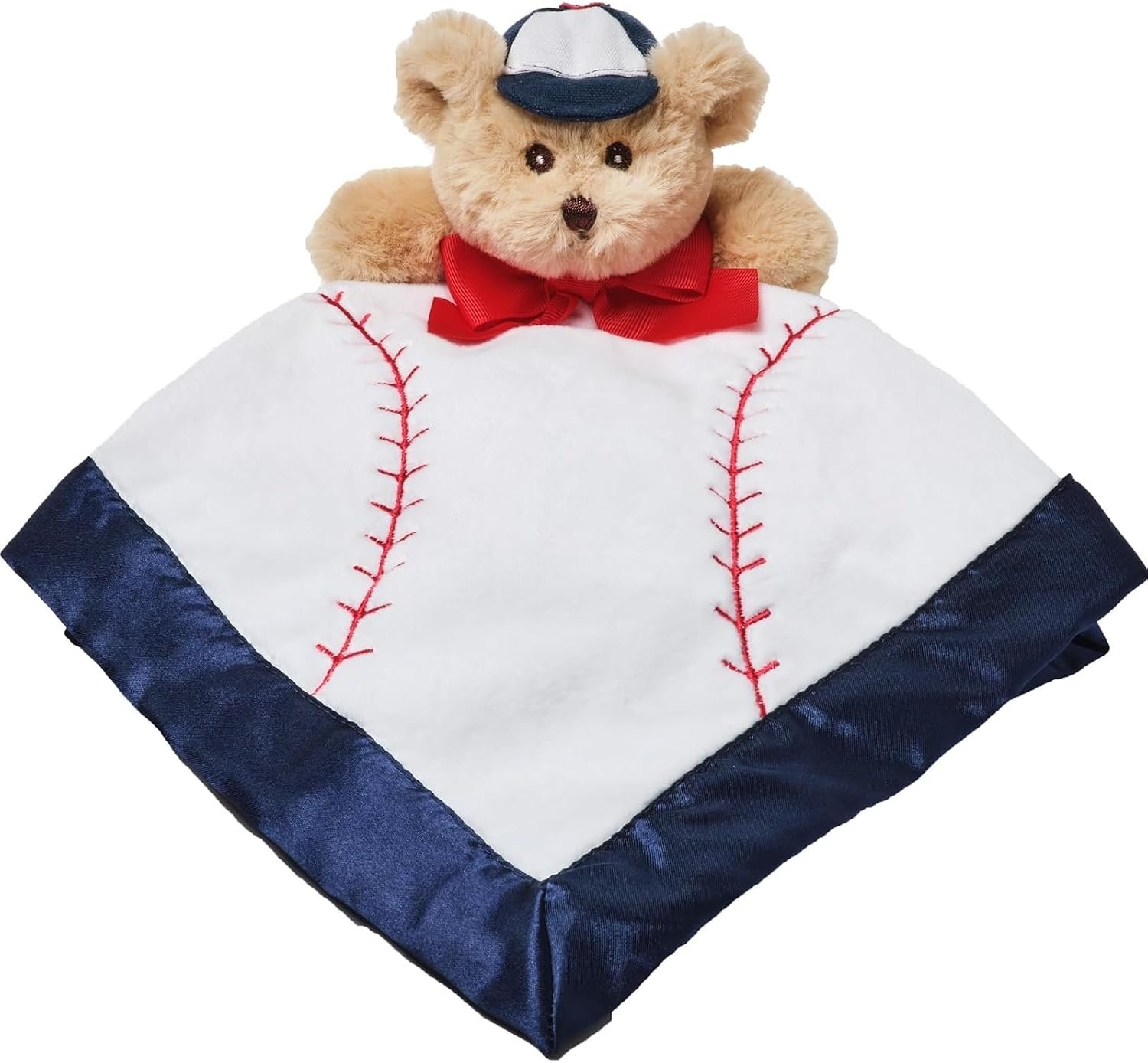 Bearington Lil’ Slugger Snuggler Plush Baseball Lovey – 15″ Soft Velour and Satin Baby Security Blanket for Boys – Cute Baseball-Themed Stuffed Animal Lovey, Infant Snuggle Toy