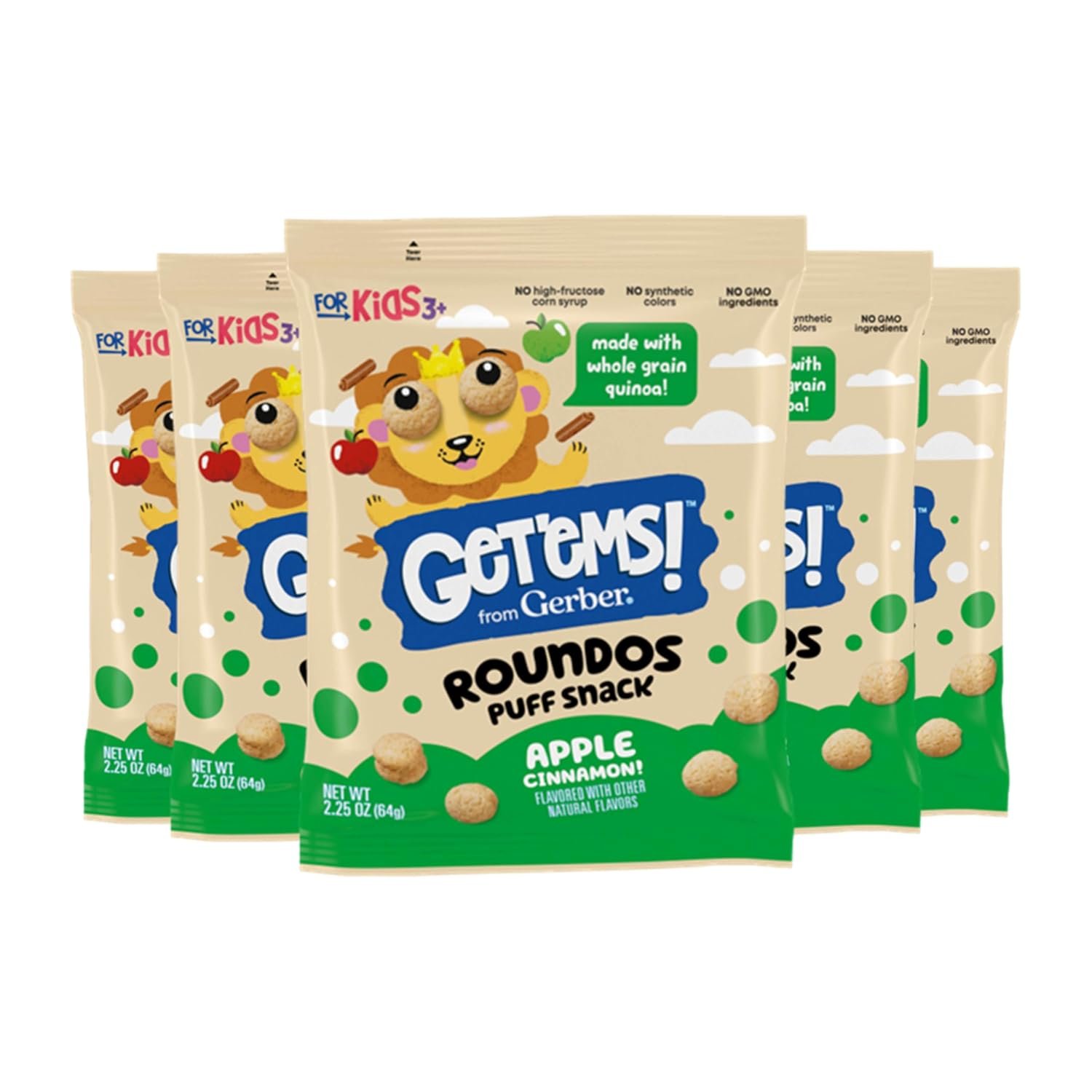 Gerber Get’ems! Apple Cinnamon Roundos Snack, 2.25 Oz, 5 Pack