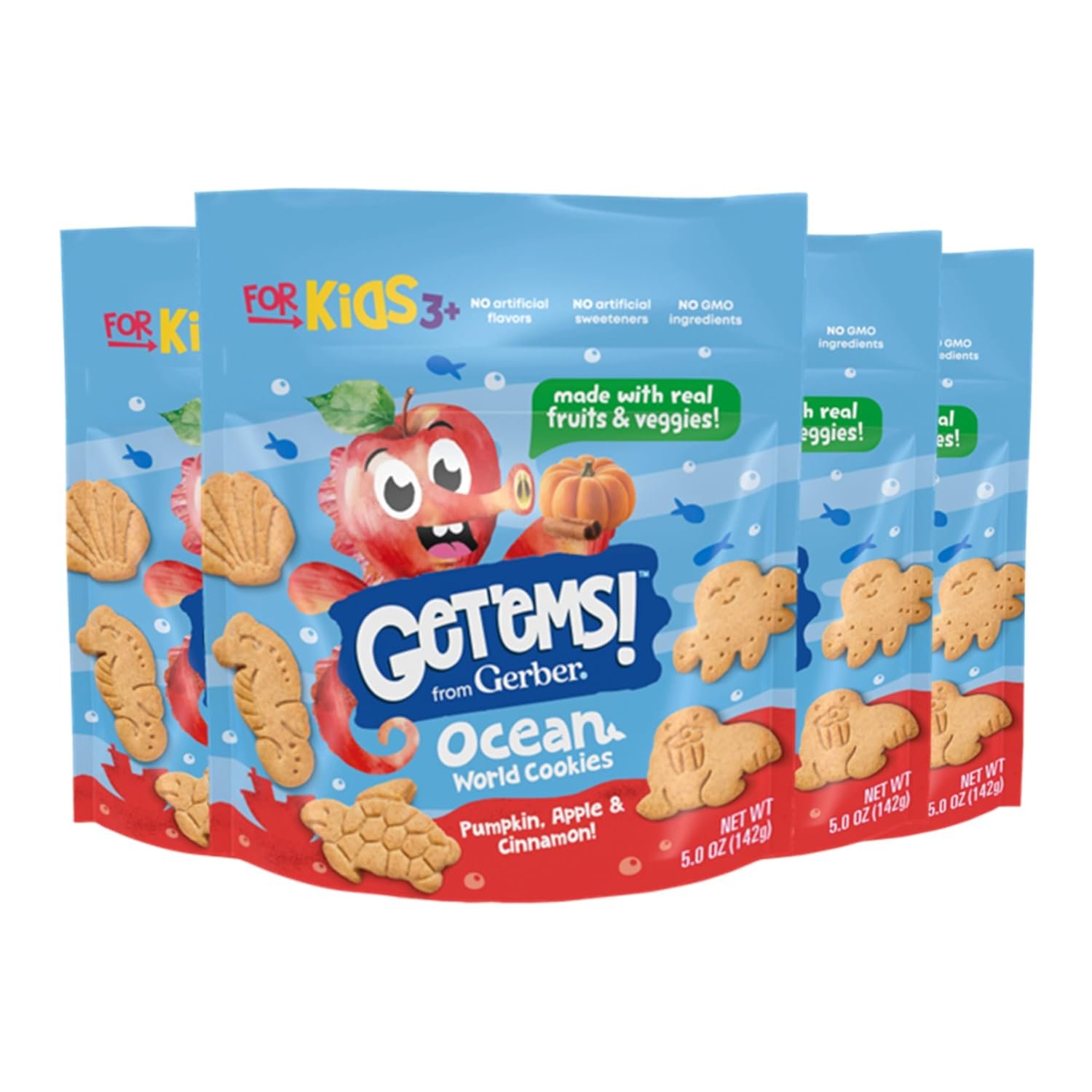 Gerber Get’ems! Pumpkin Apple Cinnamon Cookies, 5 Oz, 4 Pack