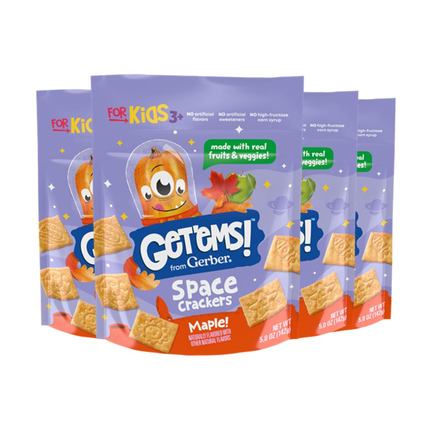 Gerber Get’ems! Maple Space Crackers, 5 Oz, 4 Pack