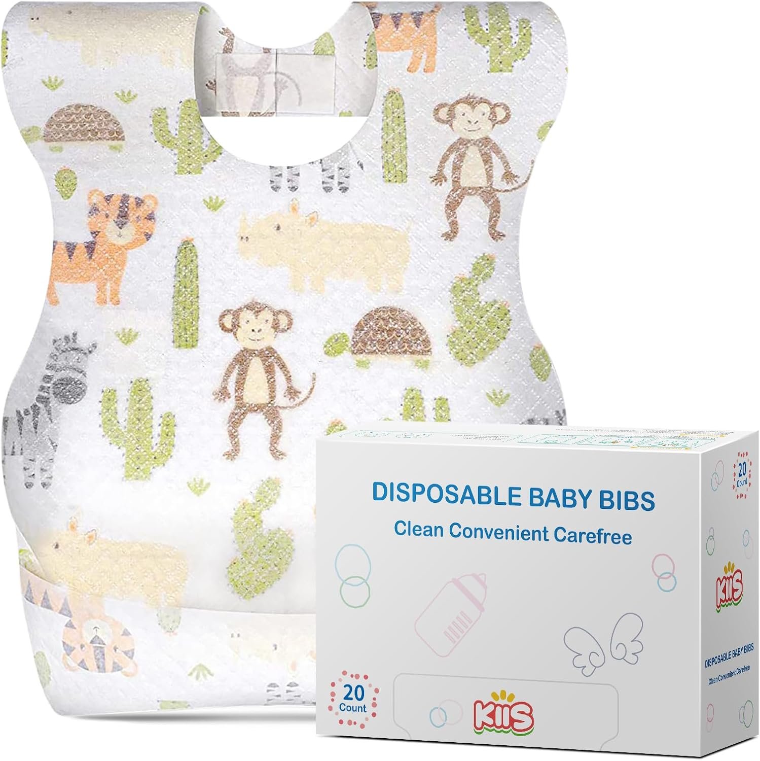 KIIS Disposable Baby Bibs for Baby Boys and Girls – Individually Packaged – Hygienic, Soft and Leakproof (20 PCS / 60 PCS)