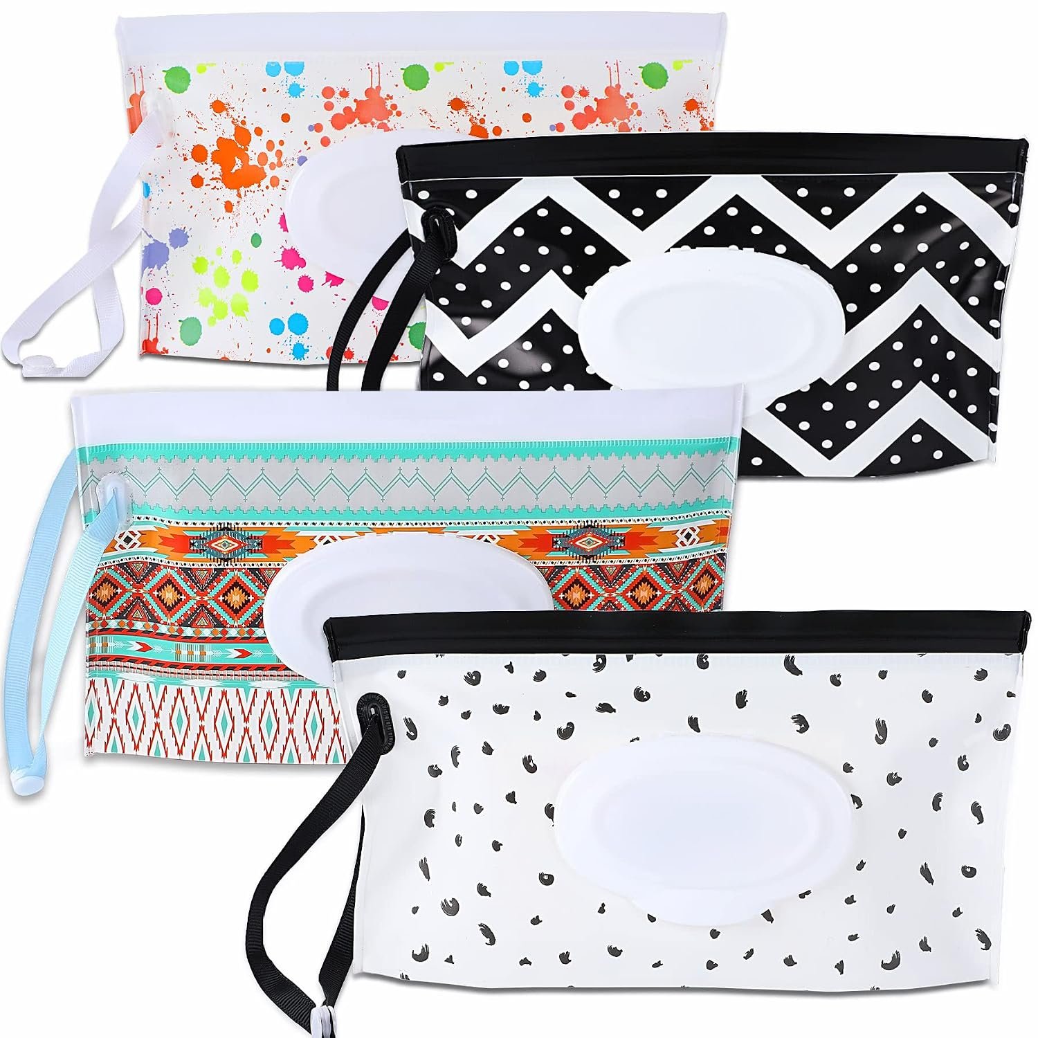 FEBSNOW 4 Pack Baby Wipe Dispenser, Reusable Portable Travel Wipe Holder